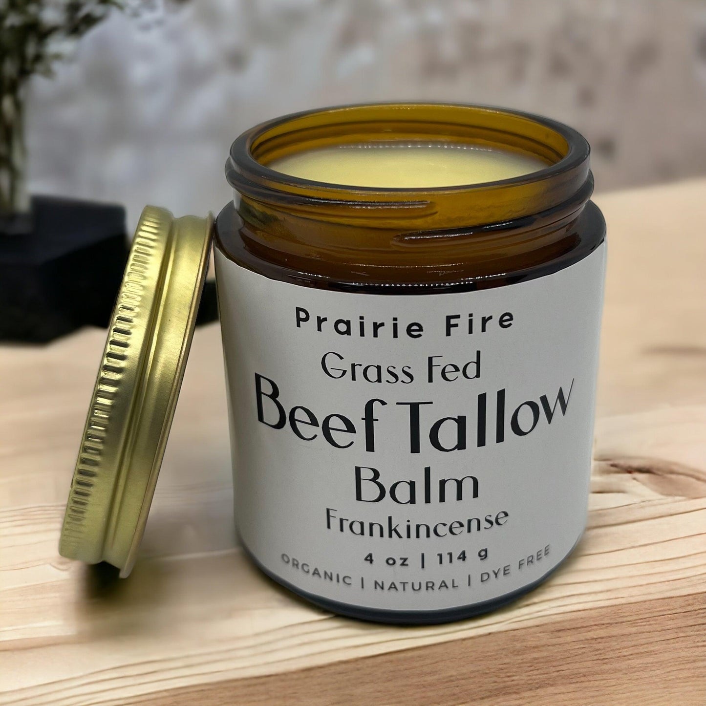 Organic beef tallow balm by Prairie Fire Tallow, 4 oz, moisturizing skin care lotion made in the USA with grass-fed tallow.