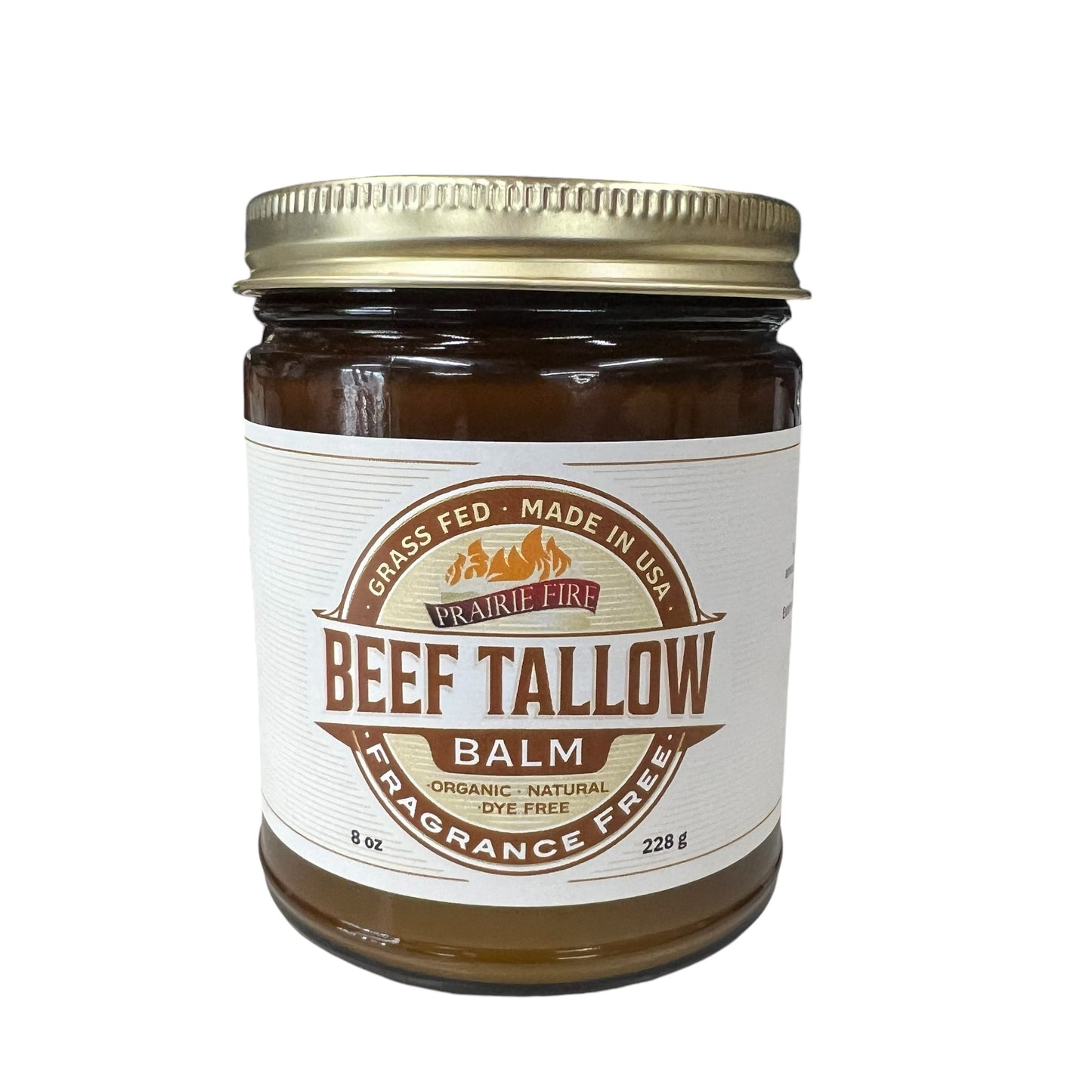 Organic beef tallow balm lotion by Prairie Fire Tallow, 8 oz, moisturizing skin care made in the USA with grass-fed, finished beef tallow.