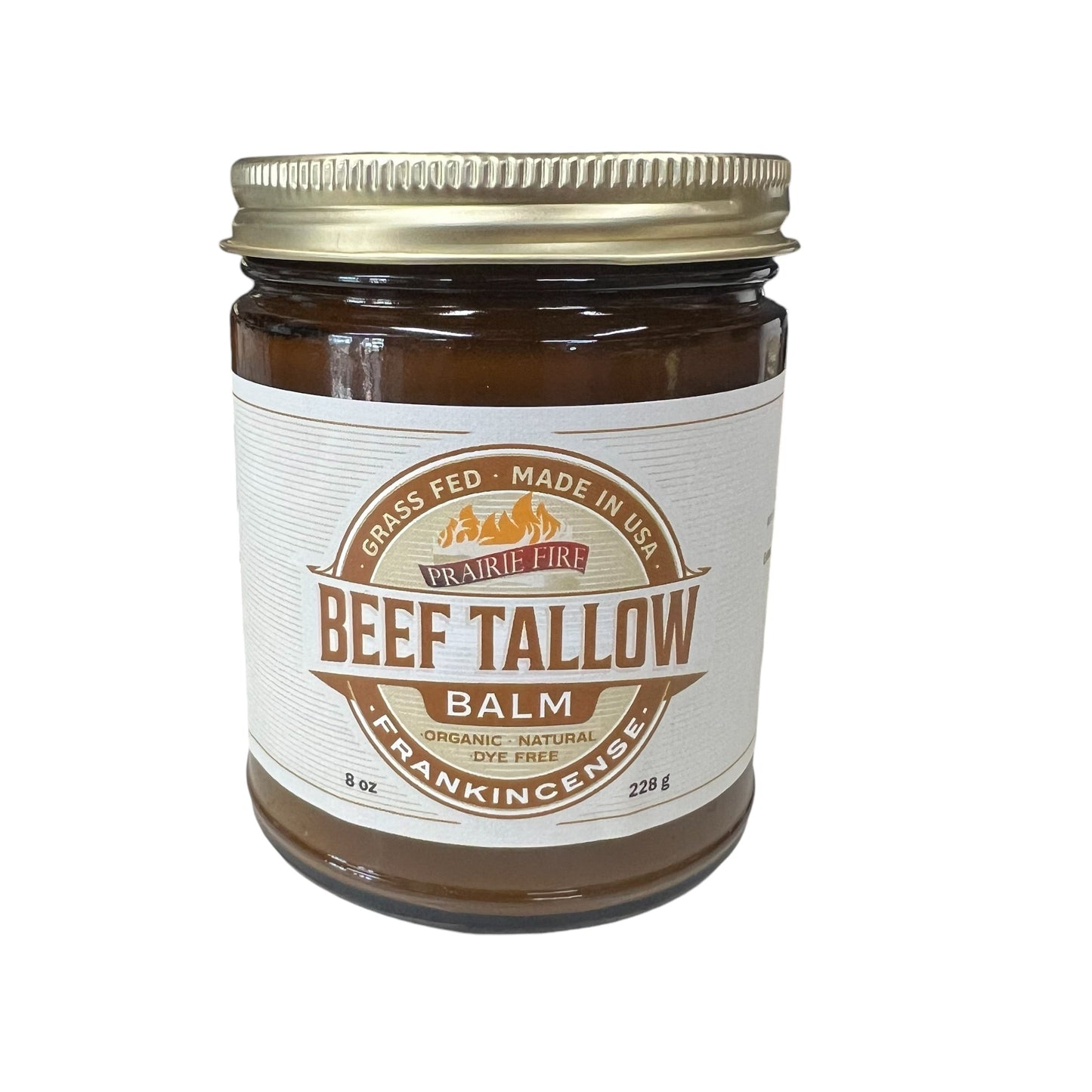 Organic beef tallow balm by Prairie Fire Tallow, 8 oz, moisturizing lotion with natural ingredients, made in USA.