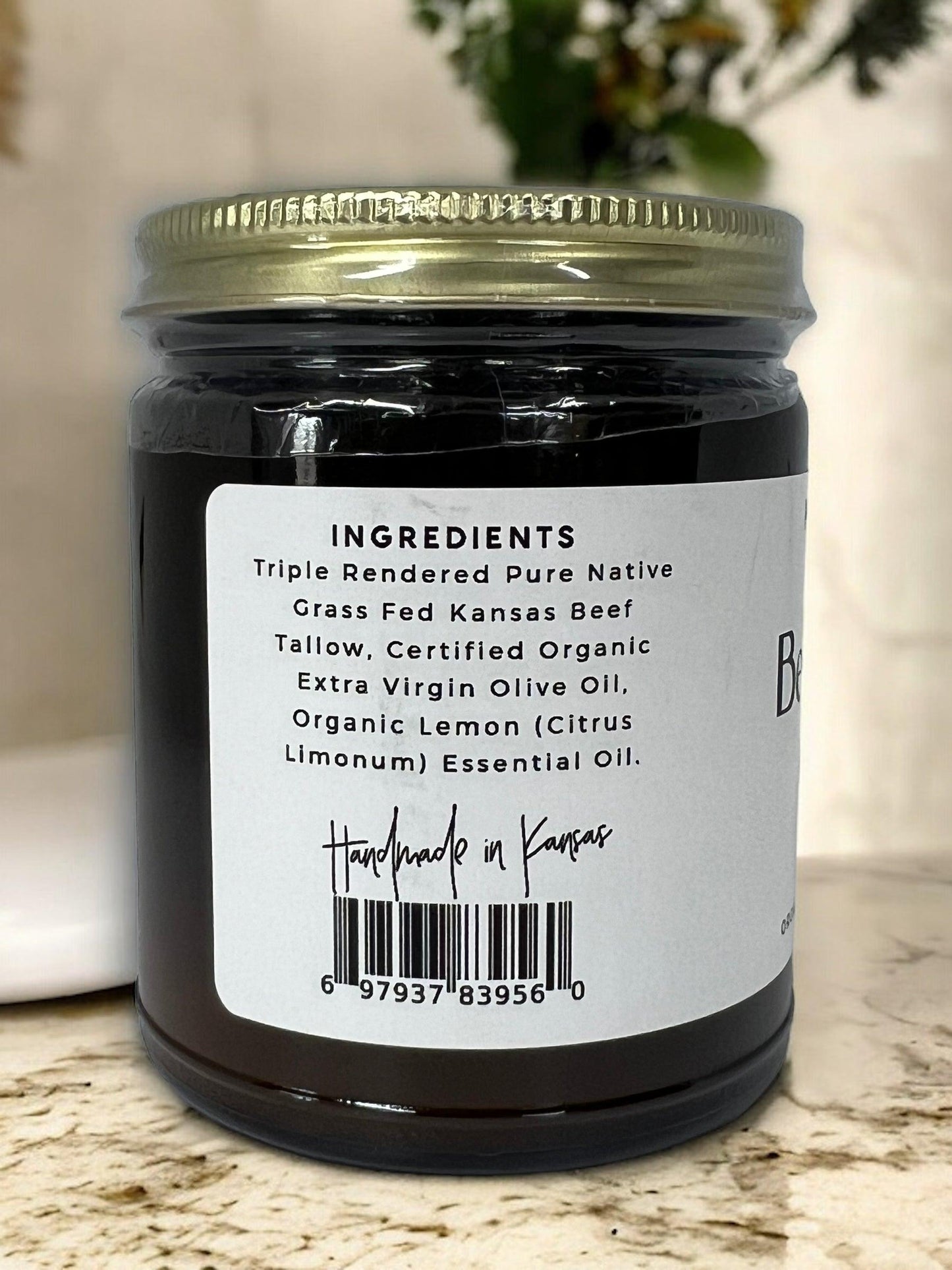 Prairie Fire Tallow Beef Tallow Balm in 8 oz jar, organic grass-fed, fragrance-free moisturizer for nourishing skin care.