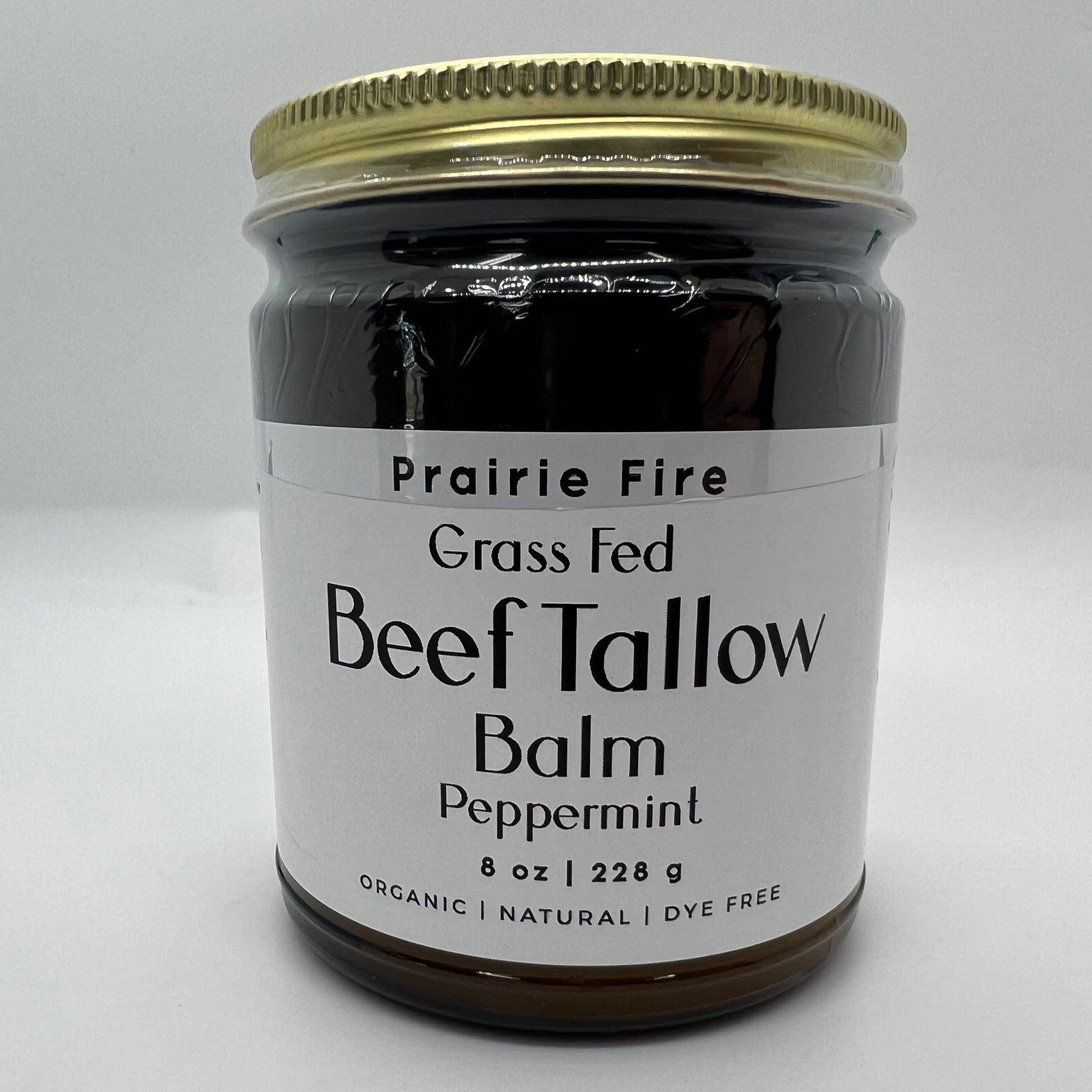 Organic Beef Tallow Balm by Prairie Fire Tallow, 8 oz moisturizer with natural ingredients, made in USA for nourishing skin care.