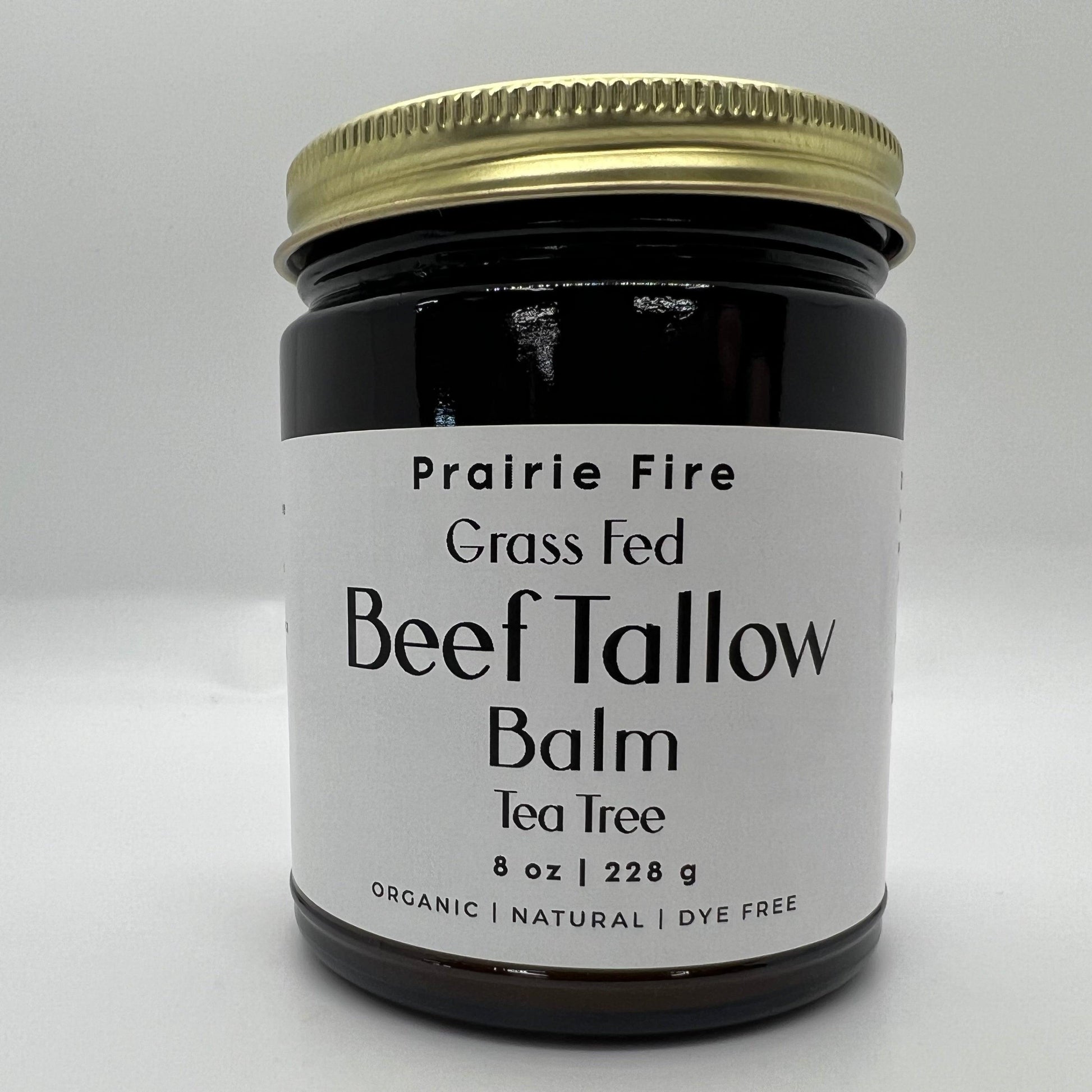 Organic Beef Tallow Balm by Prairie Fire, 8 oz, moisturizing skin care lotion made in USA from grass-fed, finished beef tallow.