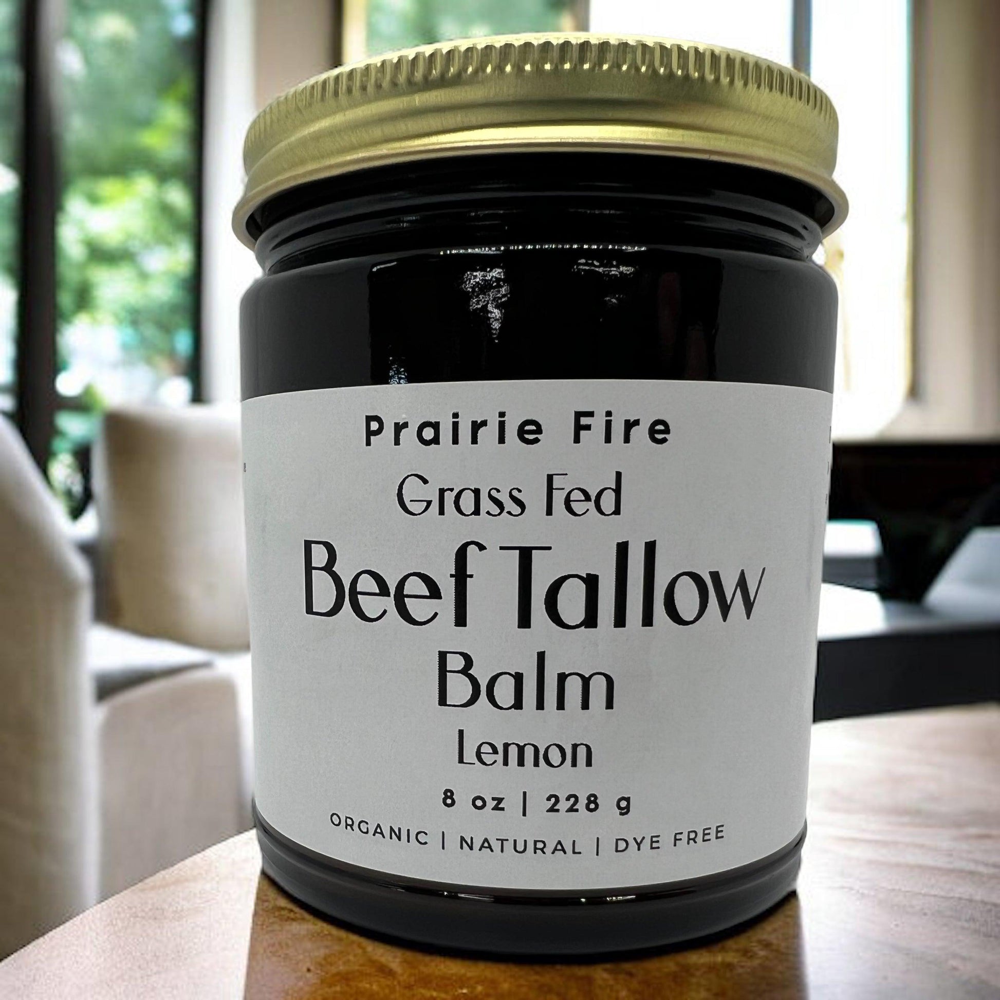 Organic beef tallow balm by Prairie Fire Tallow, 8 oz, moisturizing lotion made in the USA from grass-fed, finished beef tallow.