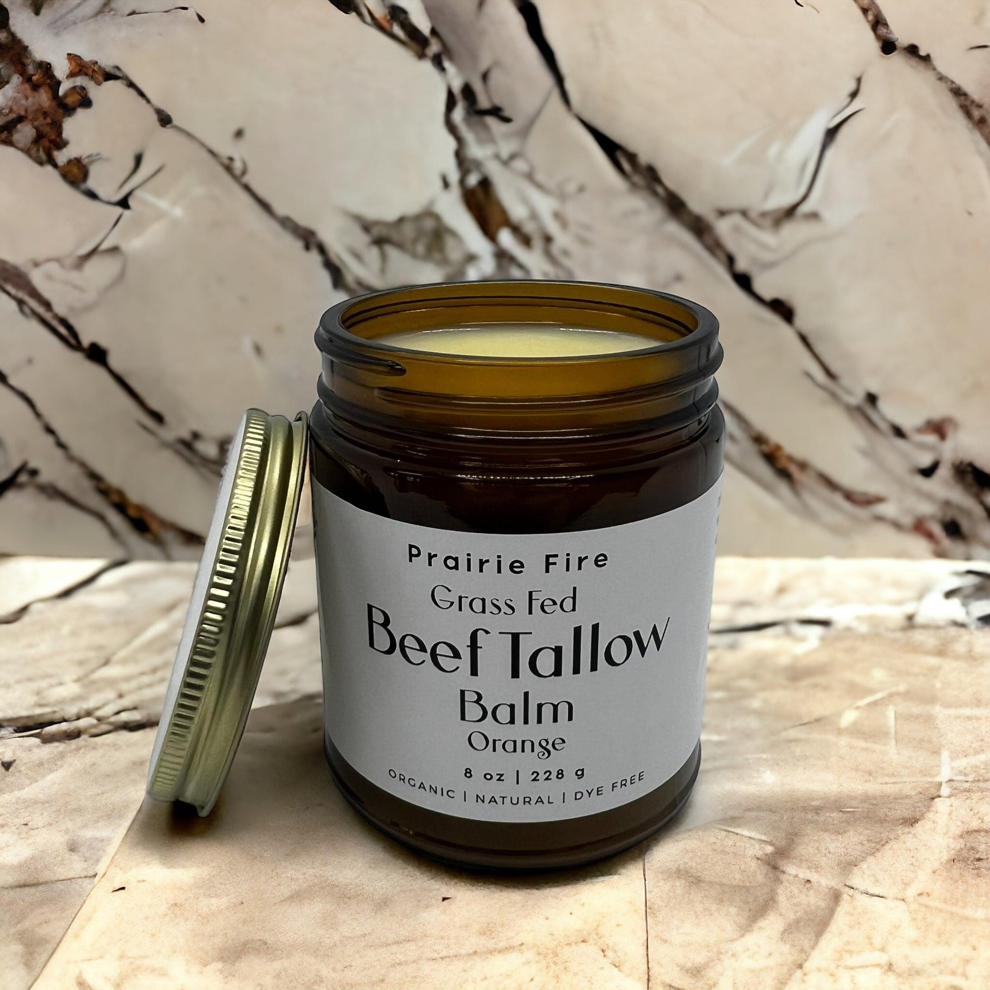 Organic beef tallow balm lotion by Prairie Fire Tallow, 8 oz, moisturizing skin care made in USA with grass-fed, finished beef tallow.