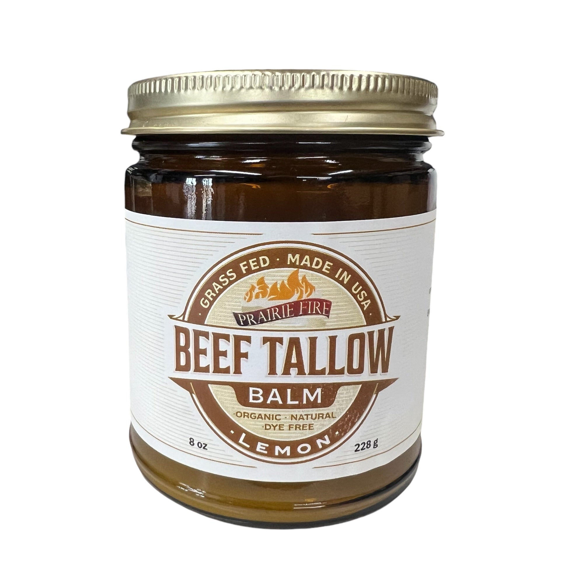 Organic beef tallow balm by Prairie Fire Tallow, 8 oz moisturizing lotion, made in USA from grass-fed, finished beef tallow.