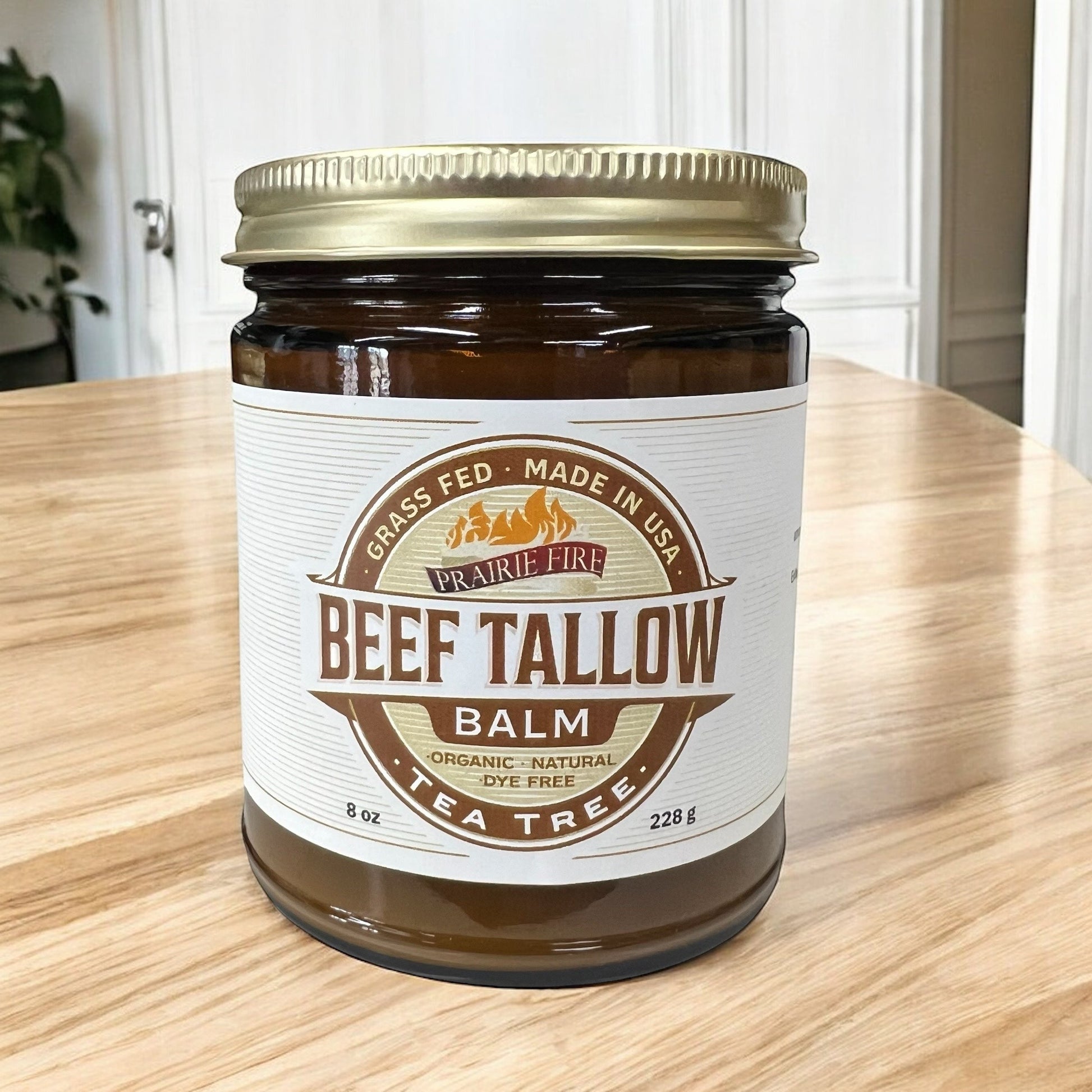 Organic beef tallow balm lotion from Prairie Fire Tallow, 8 oz, moisturizing skin care made in the USA with grass-fed, finished beef fats.