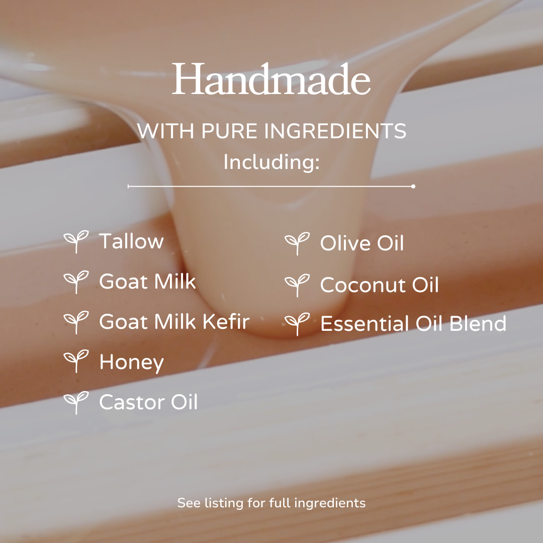 Pink Salt and Grapefruit handmade cleansing bar soap by Pretty Farm Girl, featuring tallow and goat milk ingredients.