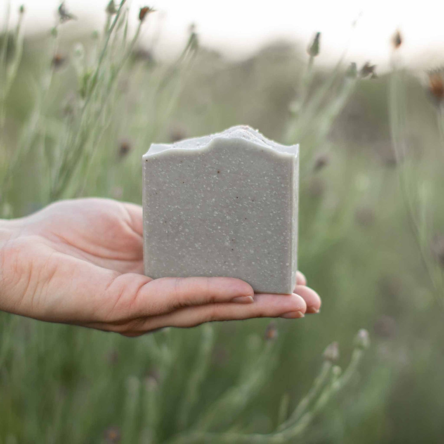 Handmade Salt + Sea Bar Soap by Pretty Farm Girl, featuring tallow and goat milk, with a rustic, natural soap bar appearance.