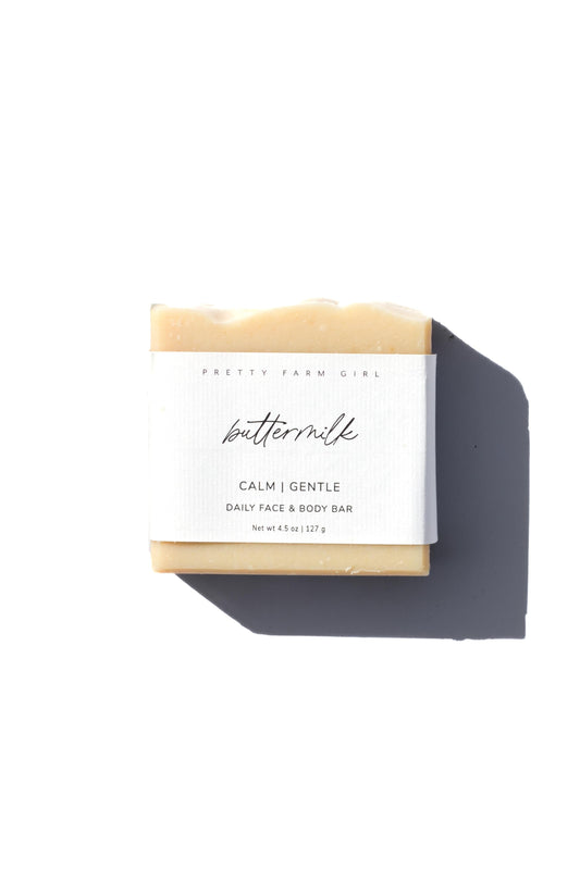 Handmade Pretty Farm Girl soft bar soap with tallow and goat milk, fragrance-free and gentle for sensitive skin.
