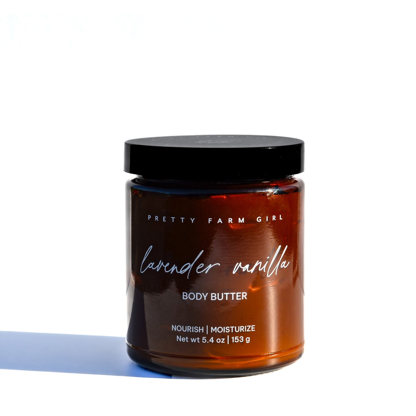 Lavender vanilla bean tallow body butter cream by Pretty Farm Girl, showing a smooth, creamy texture with lavender and vanilla scent.