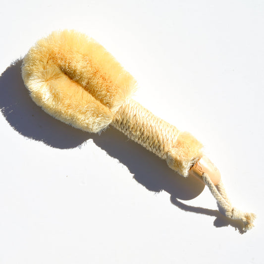 Pretty Farm Girl sisal exfoliating dry brush with natural bristles for invigorating skin exfoliation and dry brushing.