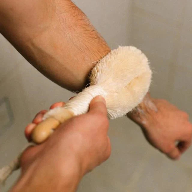 Pretty Farm Girl sisal exfoliating dry brush with natural bristles for gentle skin exfoliation and dry brushing.