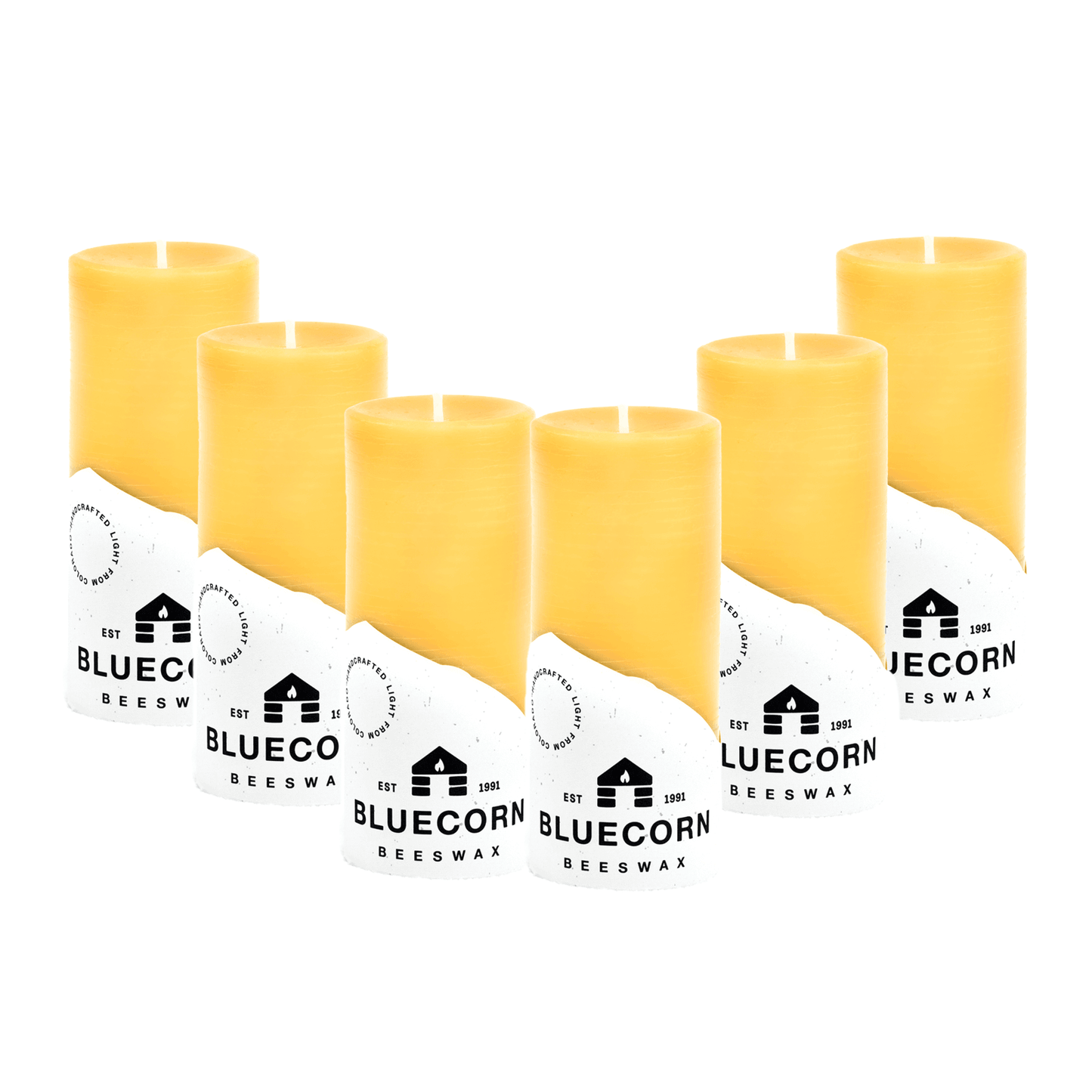 Handcrafted Bluecorn Candles pure beeswax pillar candles with natural, warm glow and smooth finish, ideal for home decor and ambiance.