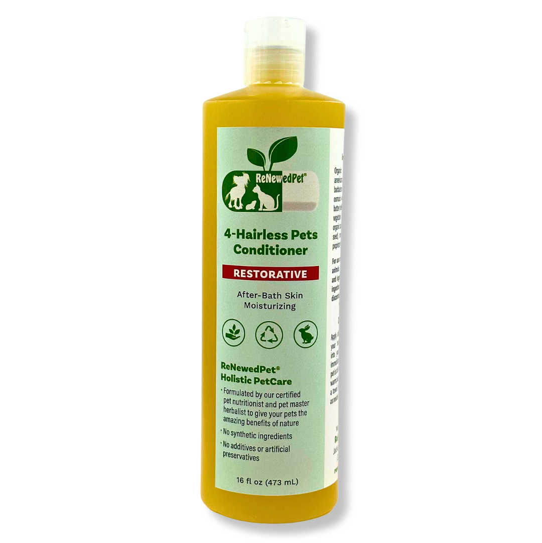 ReNewedPet 4 Nudie Pets Hairless Pets Restorative Conditioner, 2 oz bottle, natural formula for hairless or sensitive pets