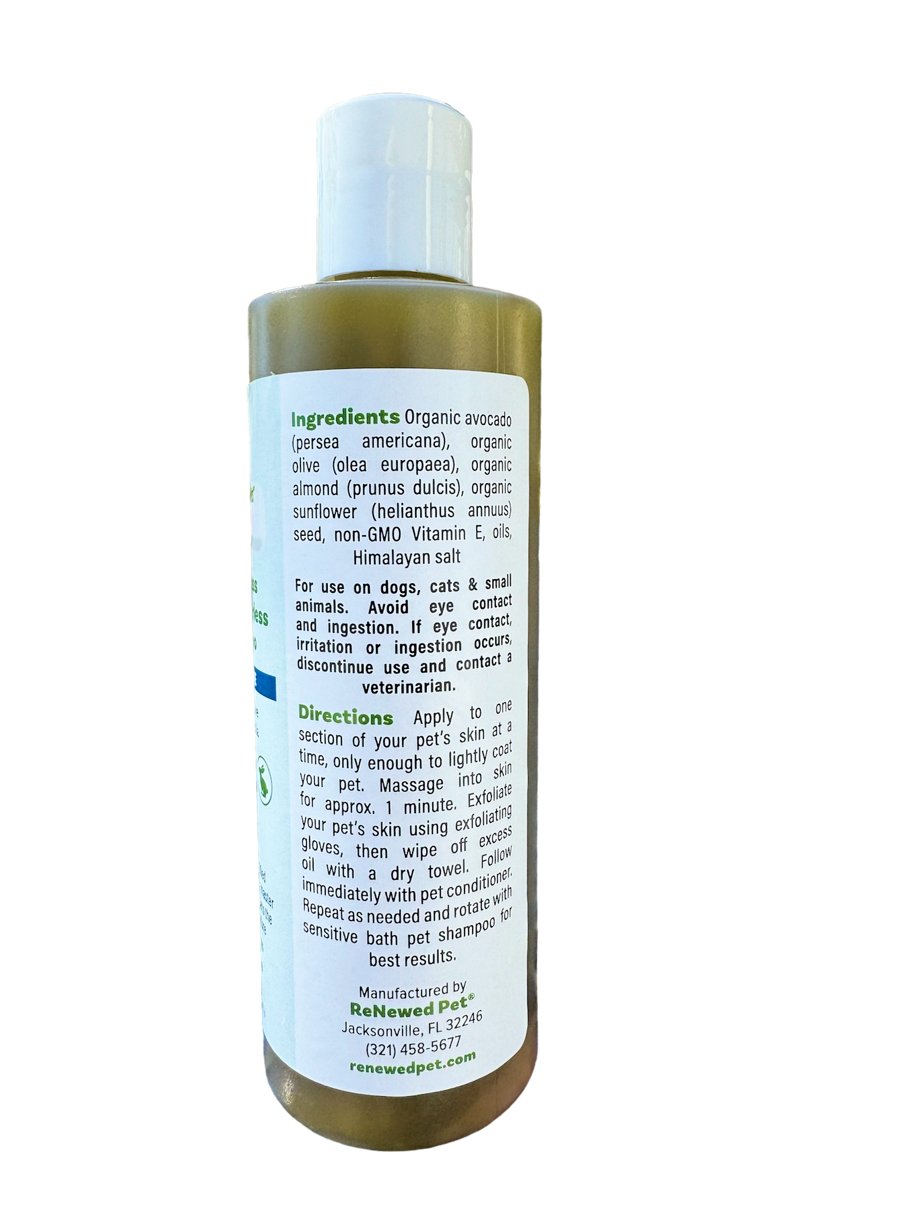 ReNewedPet 4-Hairless Pets Sensitive Waterless Shampoo bottle, half-size 4 oz, gentle formula for delicate hairless pets.