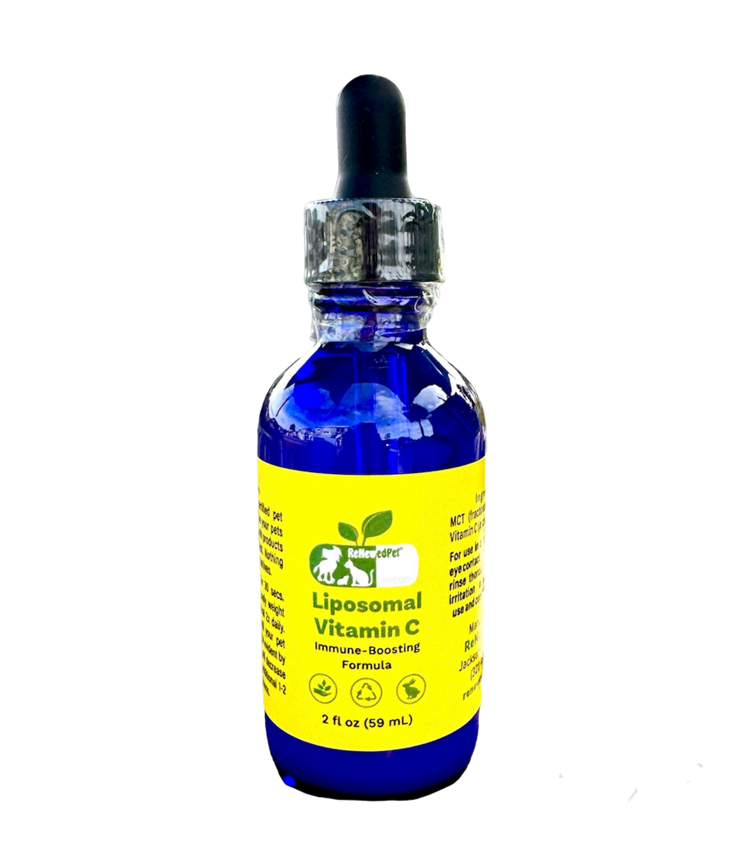 ReNewedPet Immune Health Liquid Pet Vitamin C in a 1 oz bottle, designed to support pet immune systems naturally.