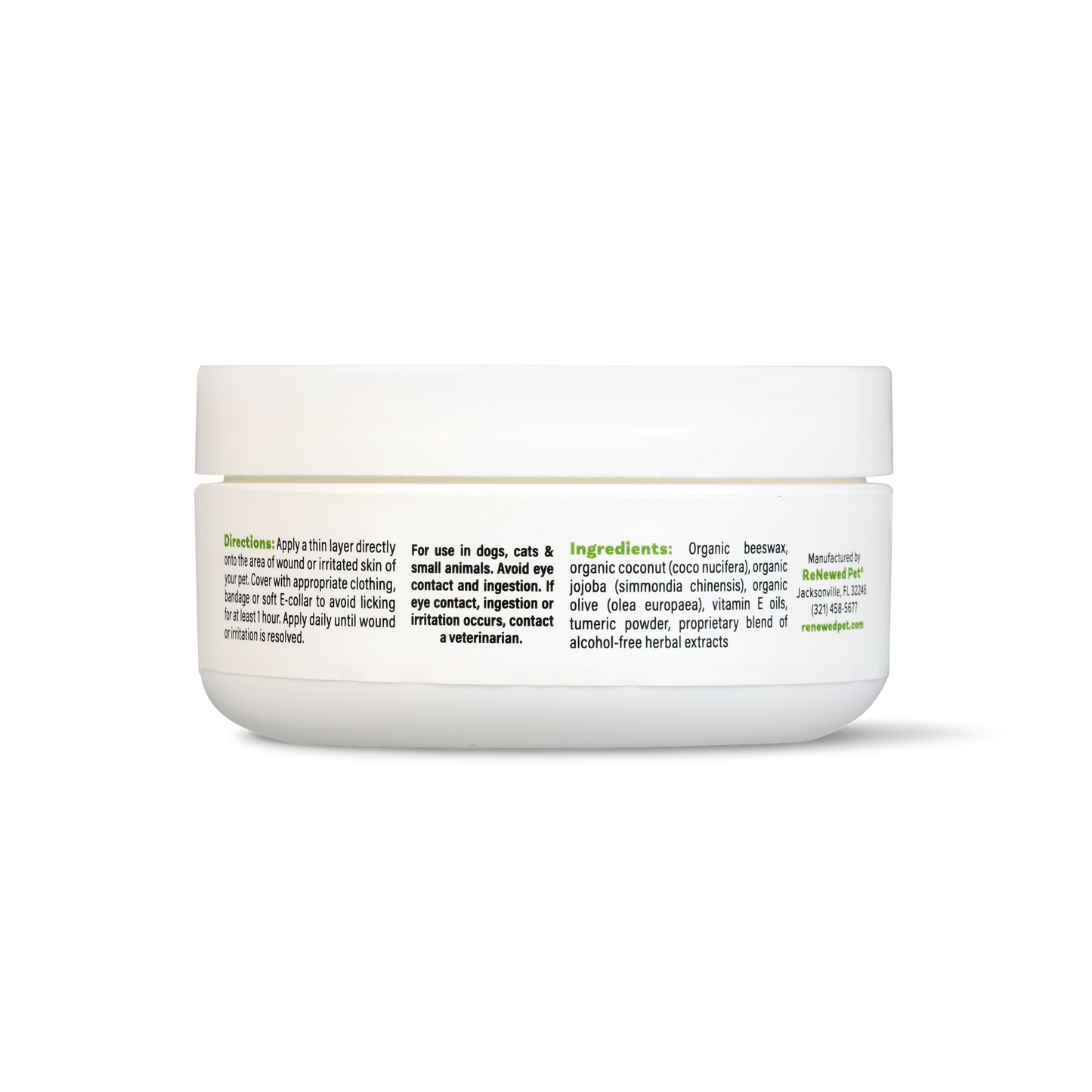 ReNewedPet Skin Health Healing Skin Salve in 1 oz container, natural remedy for skin irritation and healing for pets.