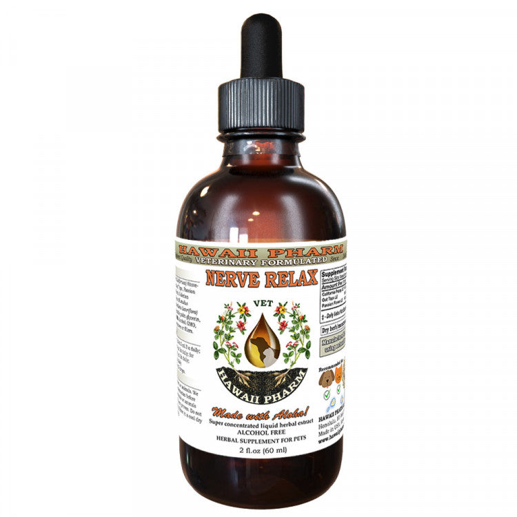 ReNewedPet Nervous System Support calming remedy for dogs, featuring a bottle of nerve relax supplement for stress relief.