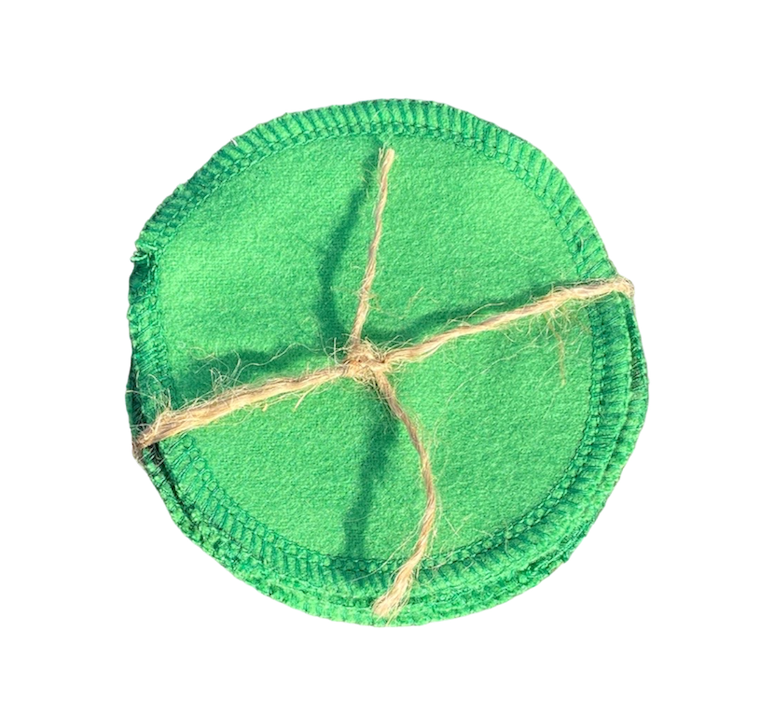 Set of four reusable cotton pads for pet grooming by ReNewedPet, soft, eco-friendly, ideal for cleaning and grooming pets.