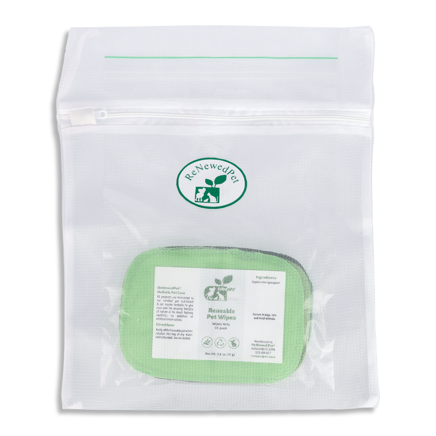 Reusable pet wipes for all pets from ReNewedPet, shown in a pack of 4 for grooming and cleaning.