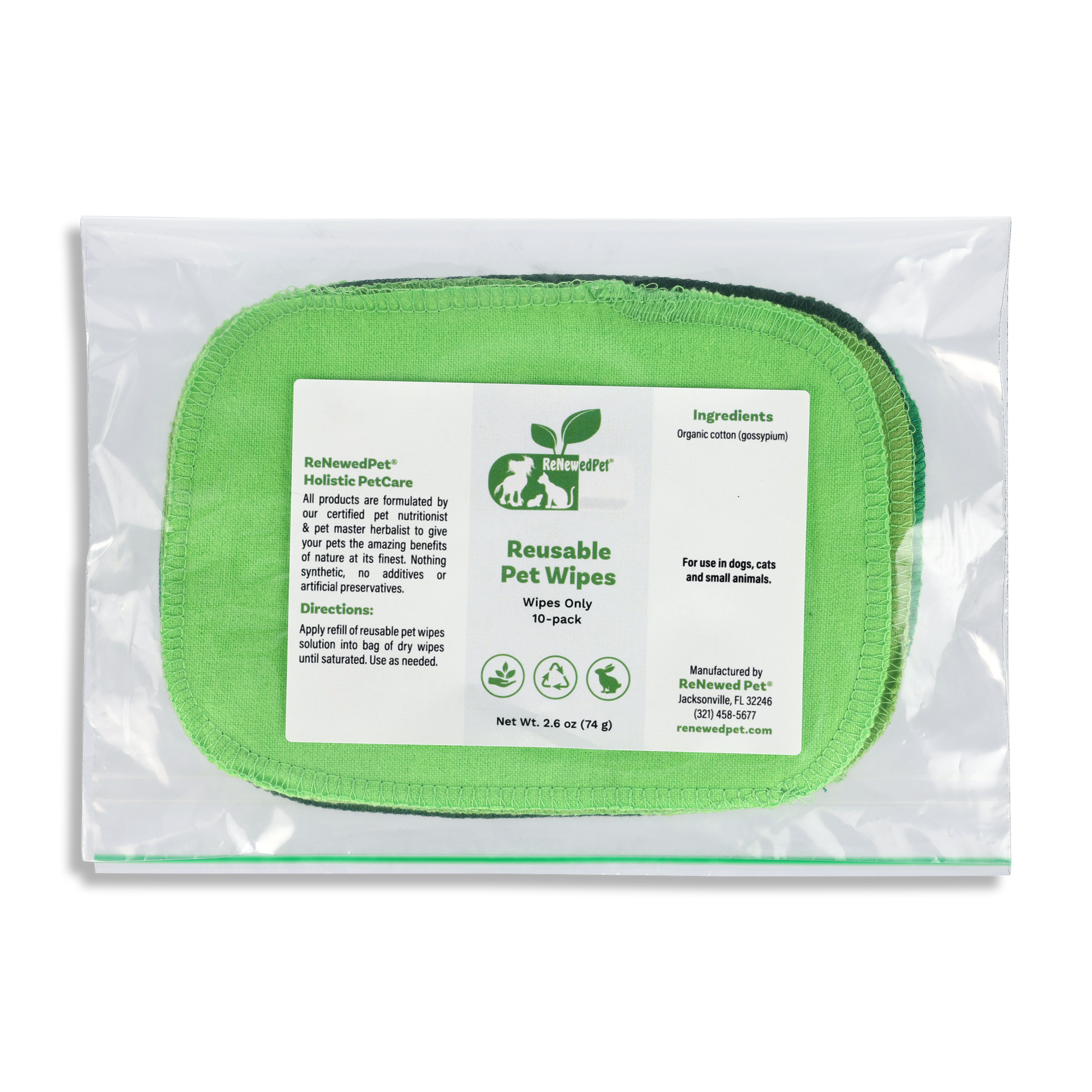 ReNewedPet reusable pet wipes for all pets, soft and gentle grooming wipes for cleaning and refreshing pets.