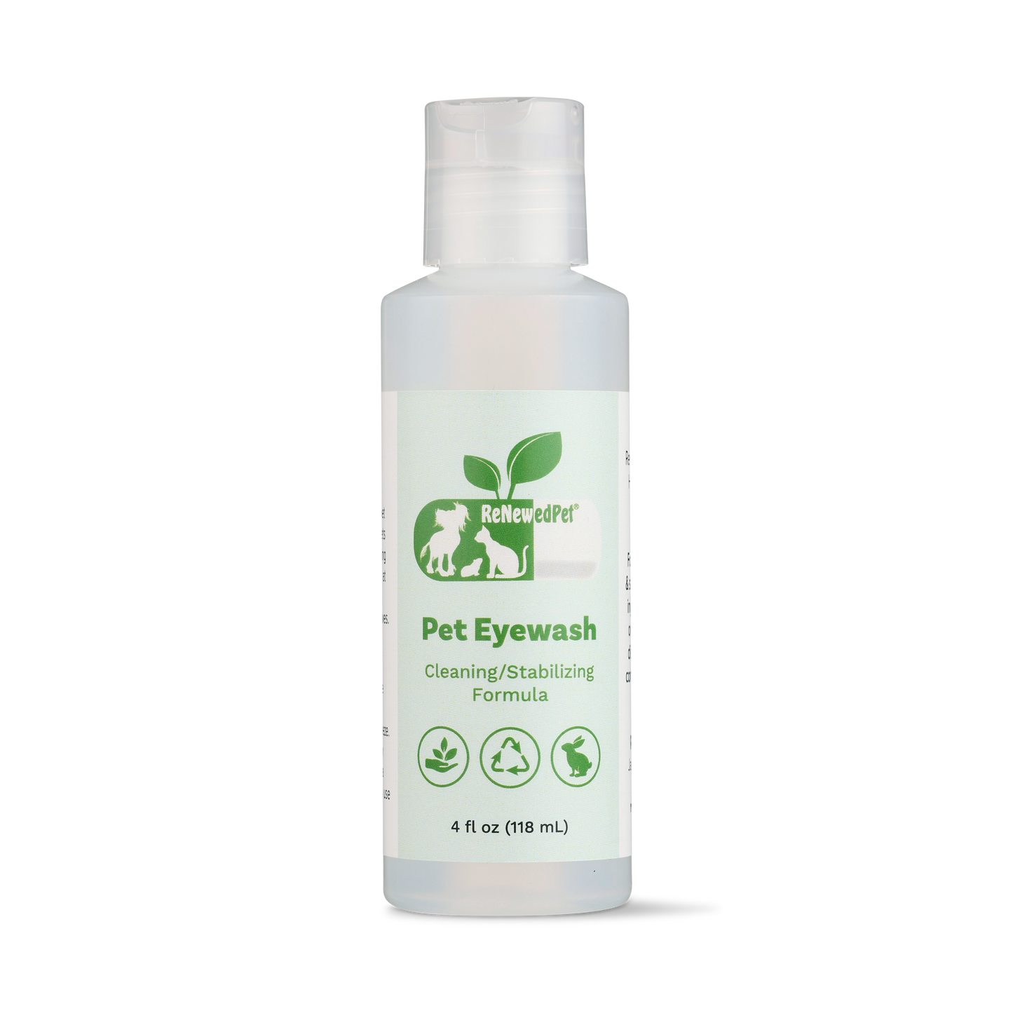 ReNewedPet 4-ALL PETS EYEWASH for pet grooming, liquid solution in a 2 oz or 7.47 oz bottle with no cotton pads