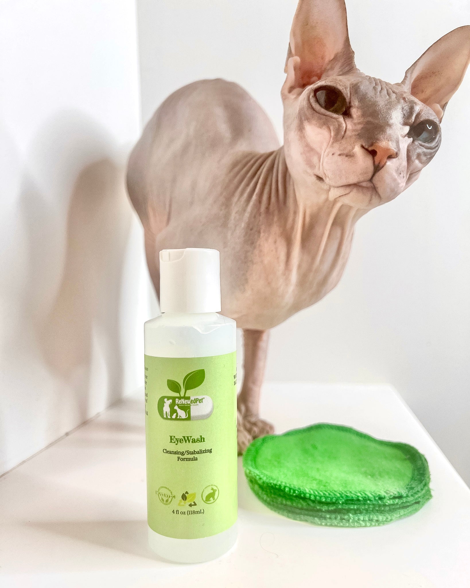 ReNewedPet 4-ALL PETS Eye Wash for pet grooming, 2 oz bottle, gentle eye cleaning solution for dogs and cats.