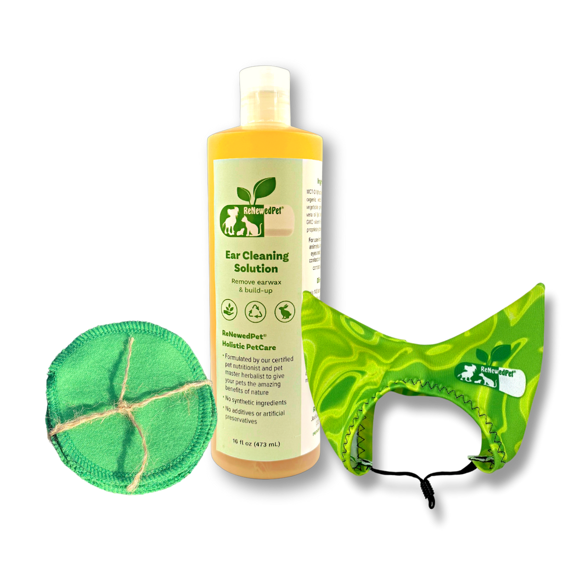 ReNewedPet ear care kit with 10 small 2-oz pet ear drops for grooming and ear health.