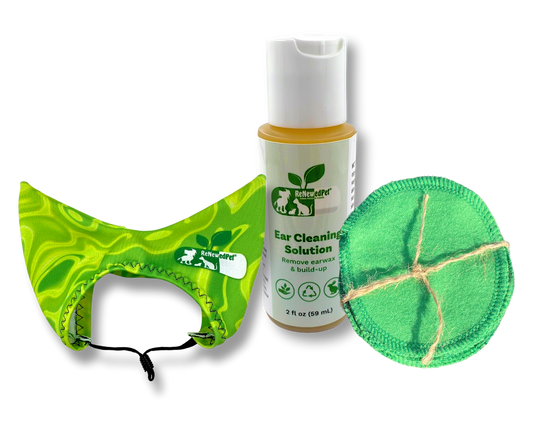 ReNewedPet ear care kit with 2 oz ear drops for pet grooming, includes 10-pack for healthy pet ears.