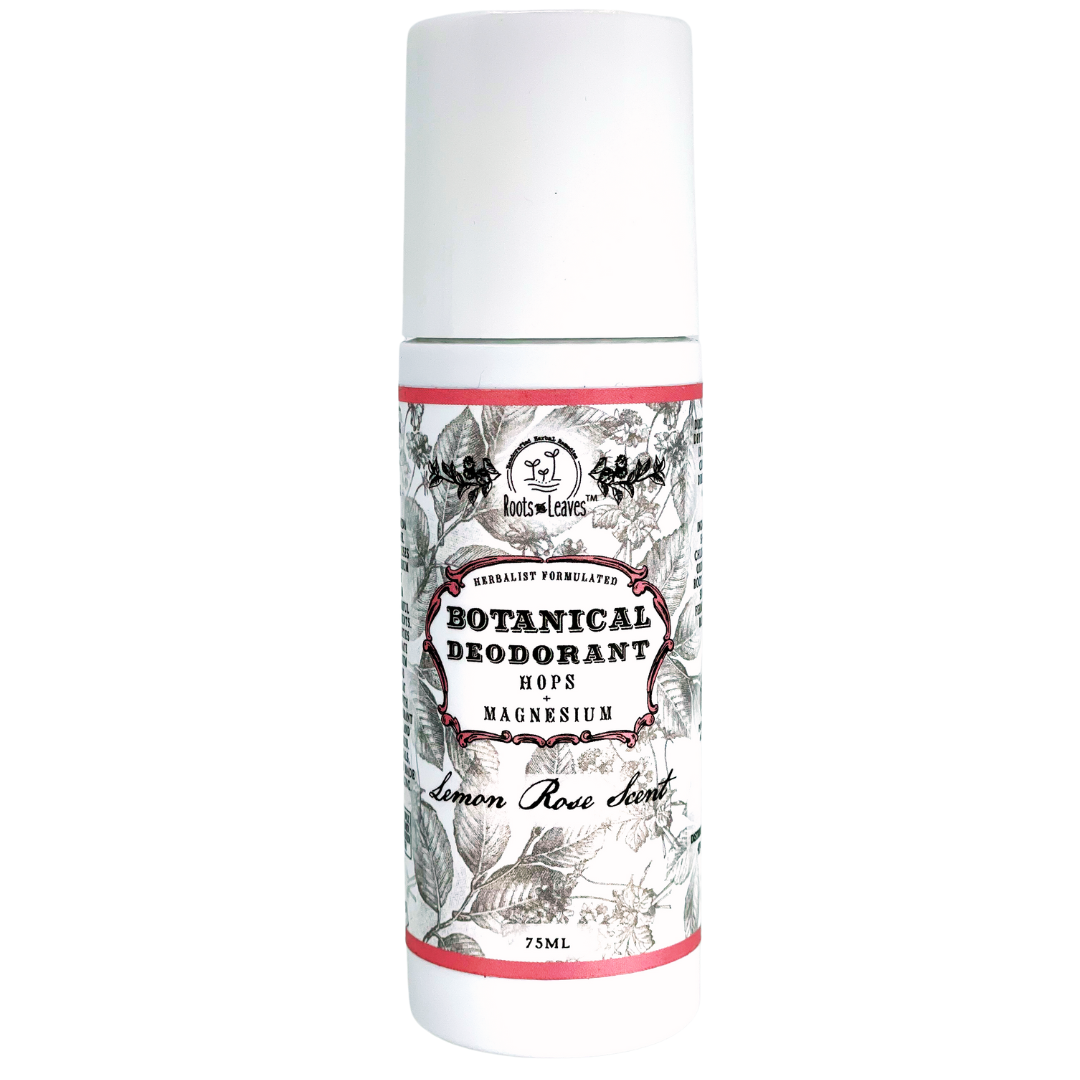 Botanical Magnesium Deodorant by Roots and Leaves LLC, natural stick with plant-based ingredients and fresh botanical scent.
