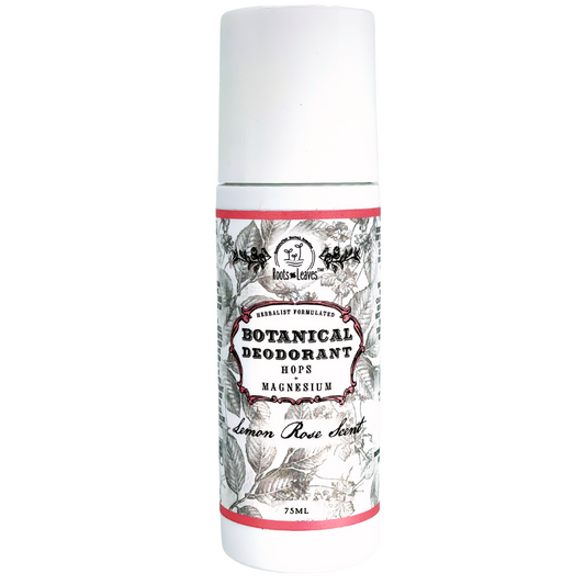 Botanical Magnesium Deodorant by Roots and Leaves LLC, natural stick with plant-based ingredients and fresh botanical scent.
