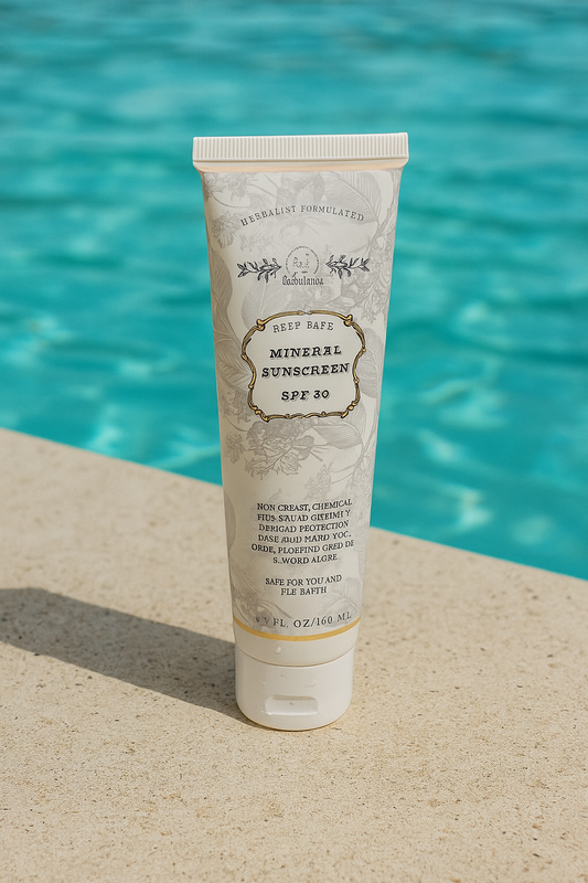 Vegan mineral face and body sunscreen with Tremella mushroom by Roots and Leaves LLC, reef-safe and suitable for sensitive skin.