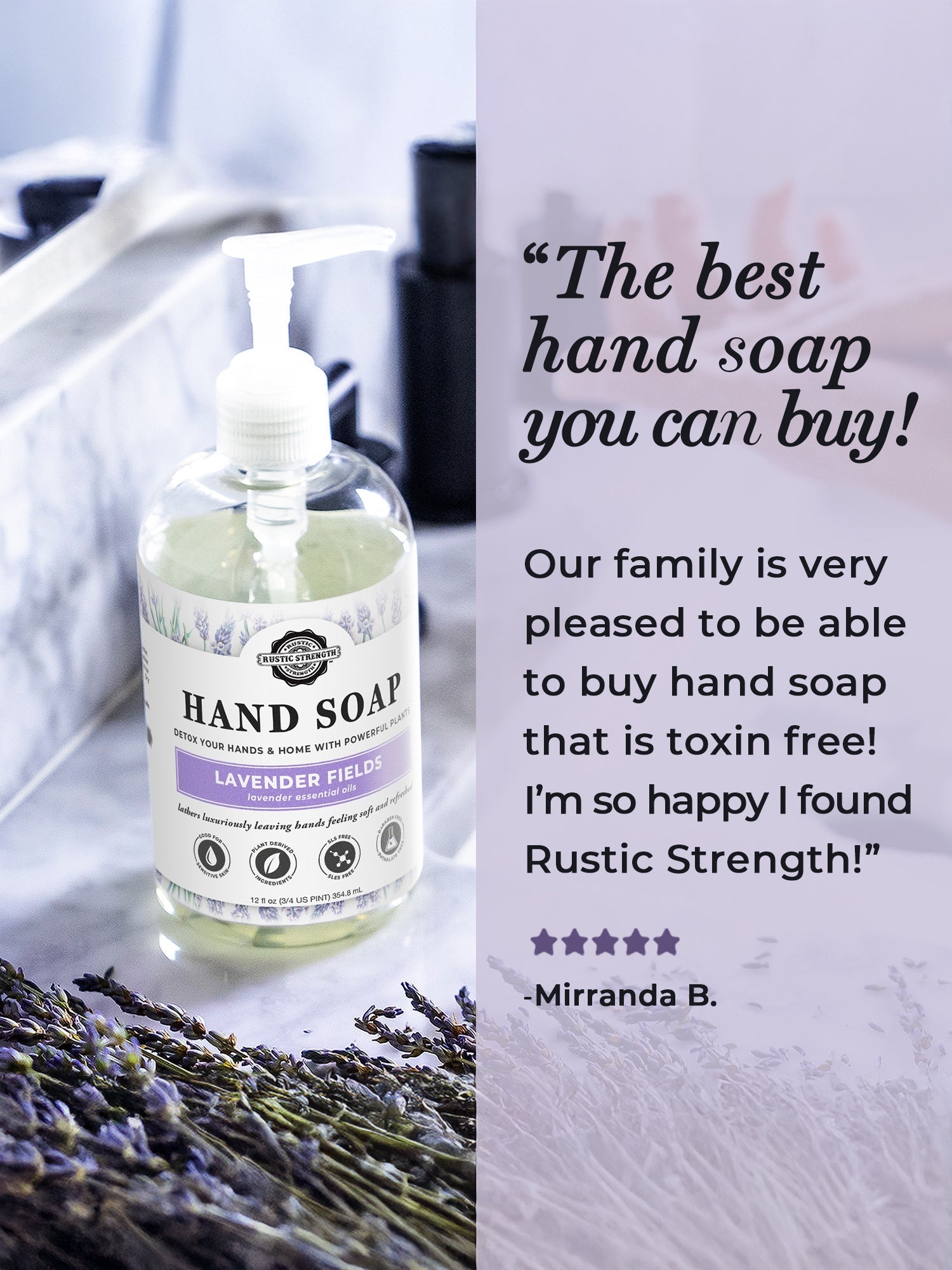 Rustic Strength Plain Jane Hand Soap in a 16 oz bottle with simple, natural packaging and pump dispenser.