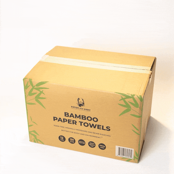 Rustic Strength Panda Eco Paper bamboo paper towels, 12-roll pack, natural eco-friendly bamboo paper for home and garden use