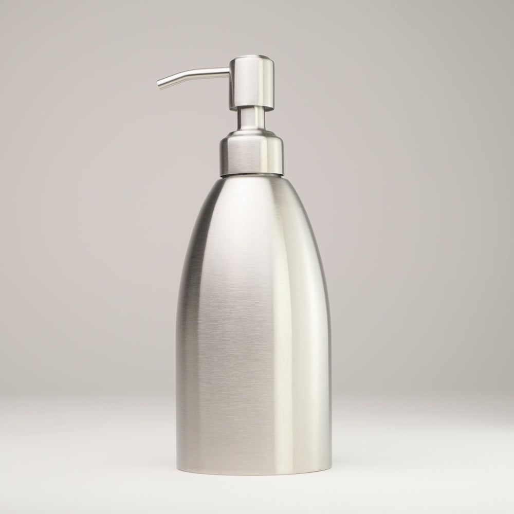 Rustic Strength 16 oz stainless steel keeper bottle with pump, ideal for home and garden use, durable and sleek design.