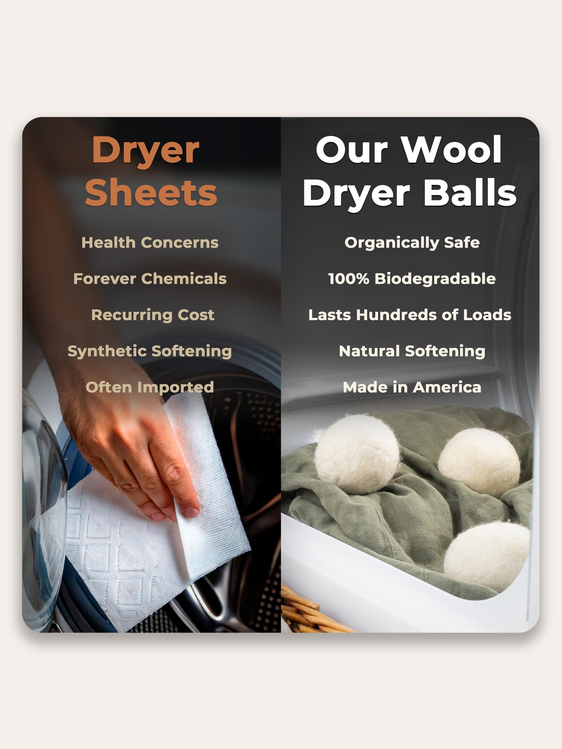 Rustic Strength Jumbo Wool Dryer Balls 3-pack for eco-friendly fabric softening and reducing drying time in home laundry.