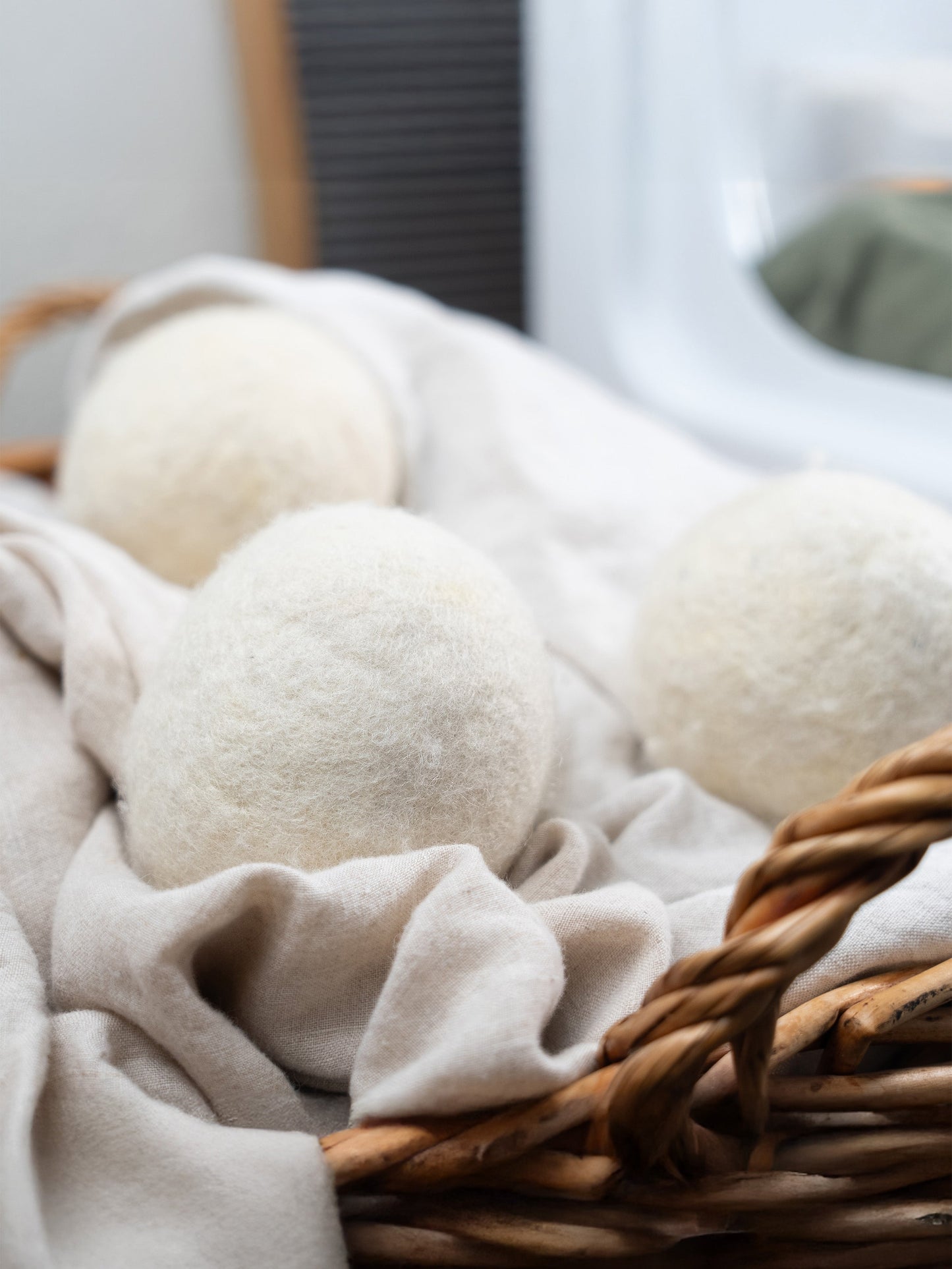 Rustic Strength Jumbo Wool Dryer Balls 3-pack for eco-friendly laundry, softening clothes and reducing drying time.