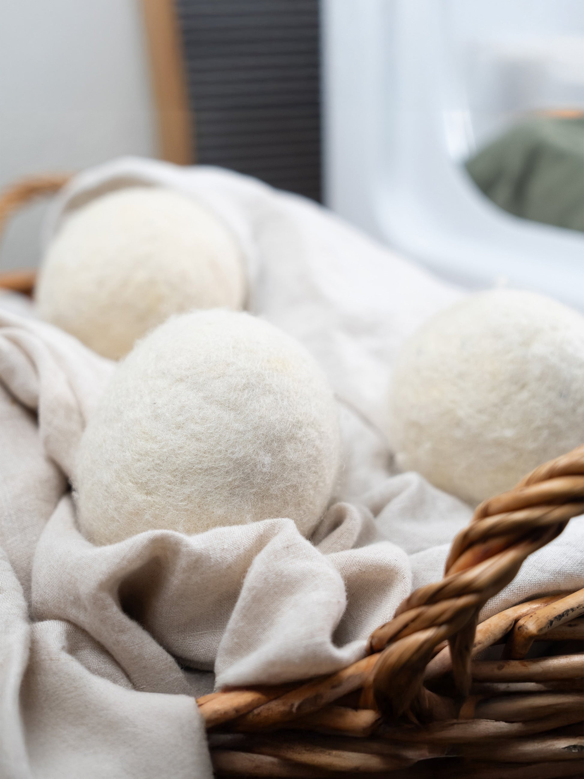 Rustic Strength Jumbo Wool Dryer Balls 3-pack for eco-friendly laundry, softening clothes and reducing drying time.