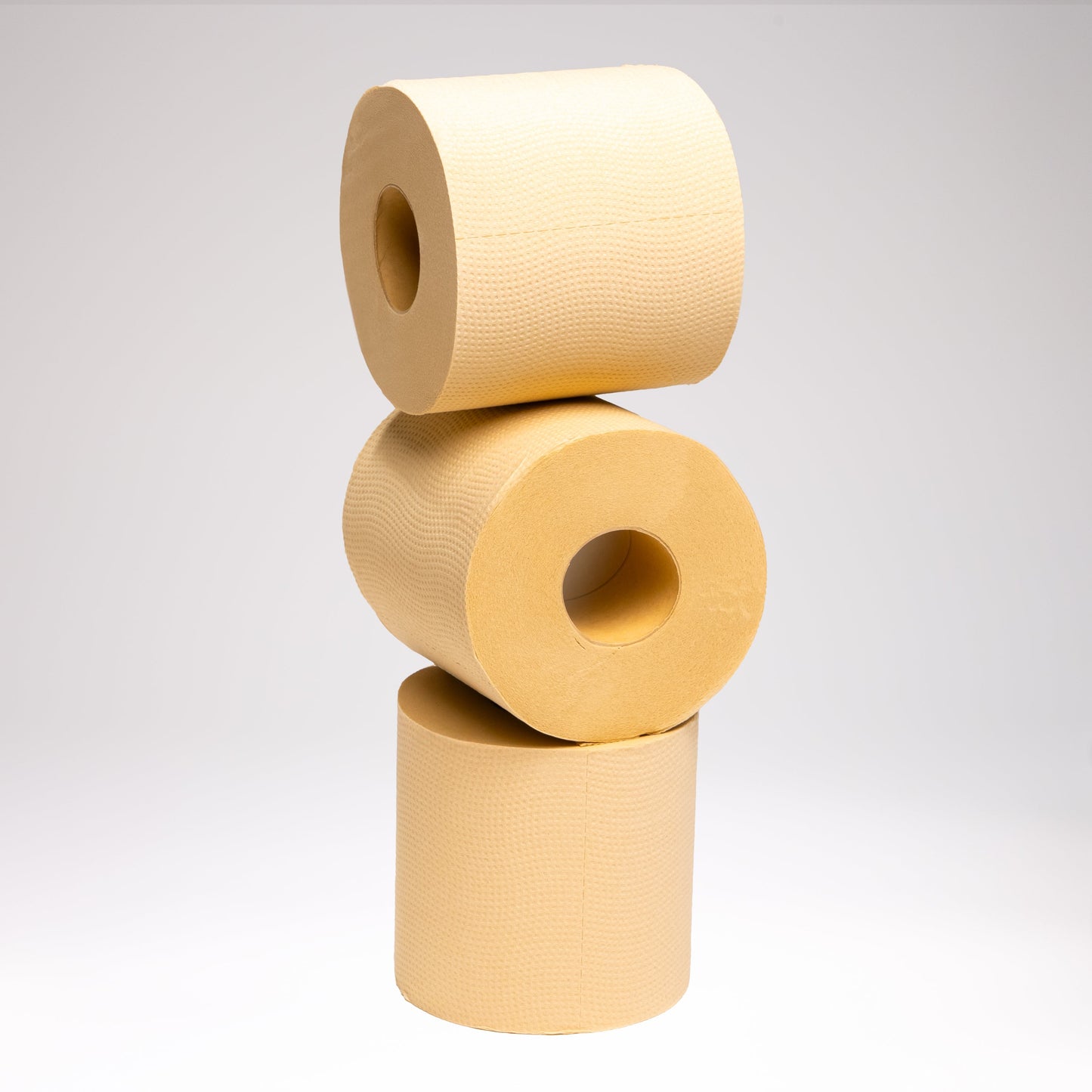 Rustic Strength Panda Eco Paper bamboo toilet paper sample, eco-friendly and soft home bathroom tissue in natural bamboo material.