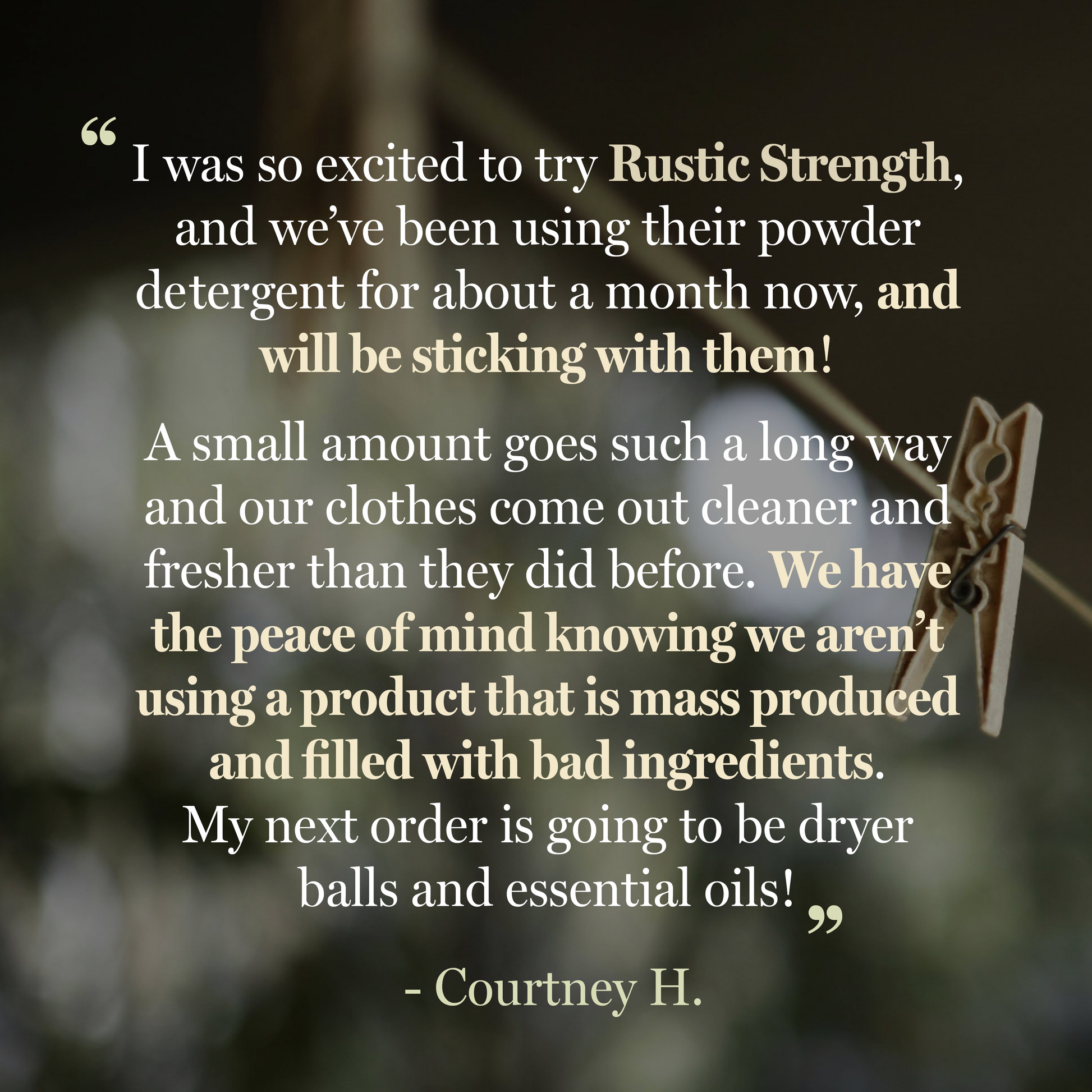 Rustic Strength powder laundry detergent in a 2-pound container, designed for effective washing and stain removal.