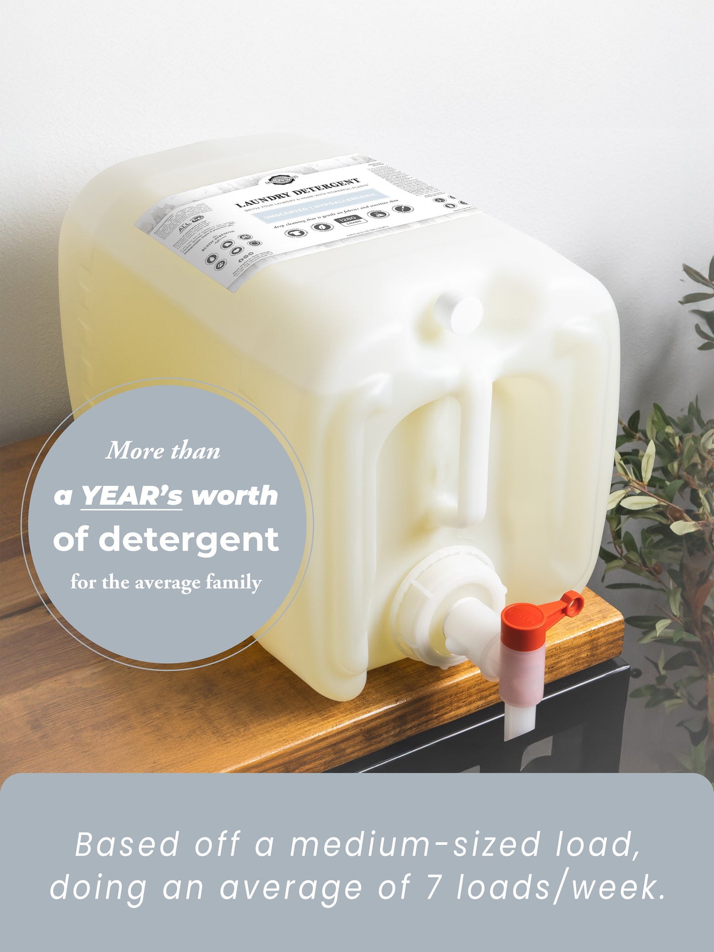 Rustic Strength unscented laundry detergent in a 24 oz glass bottle, designed for gentle, effective cleaning of laundry.