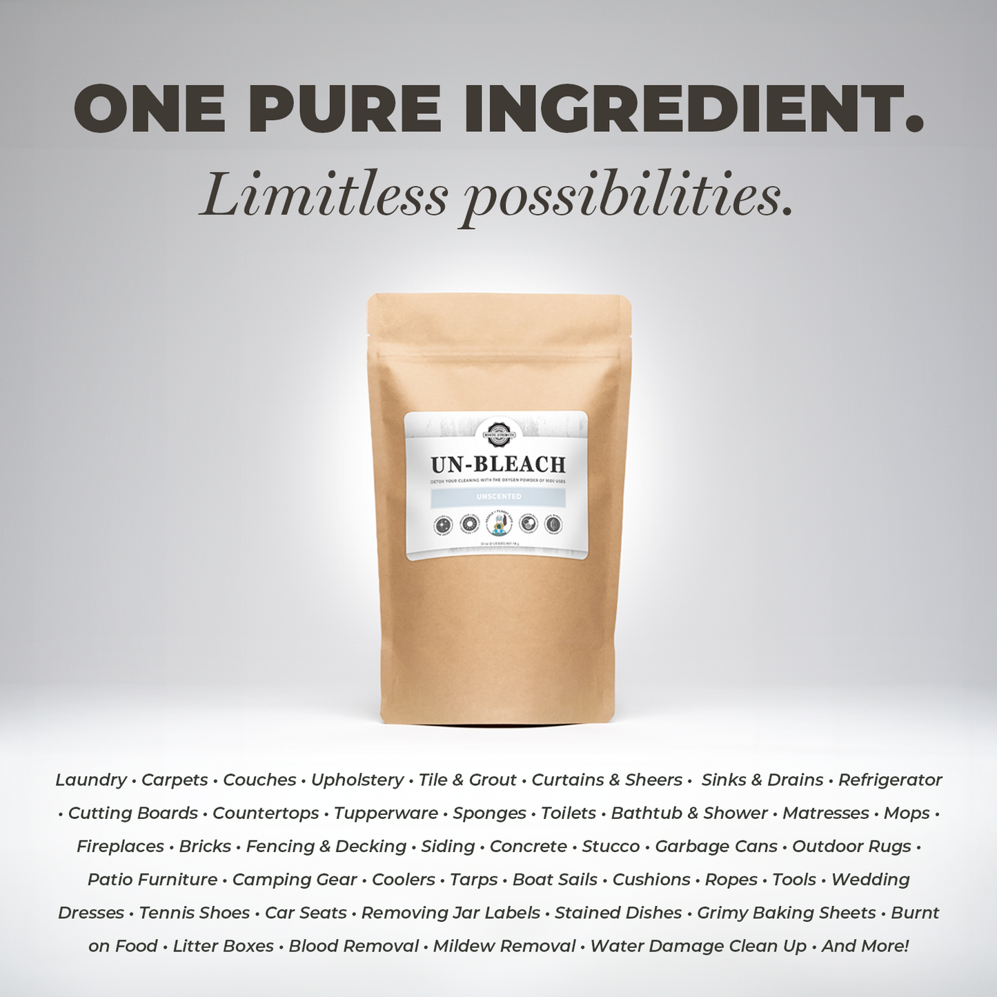 Rustic Strength Un-Bleach Multi-Purpose Cleaner in 2 lb container, ideal for cleaning various surfaces effectively