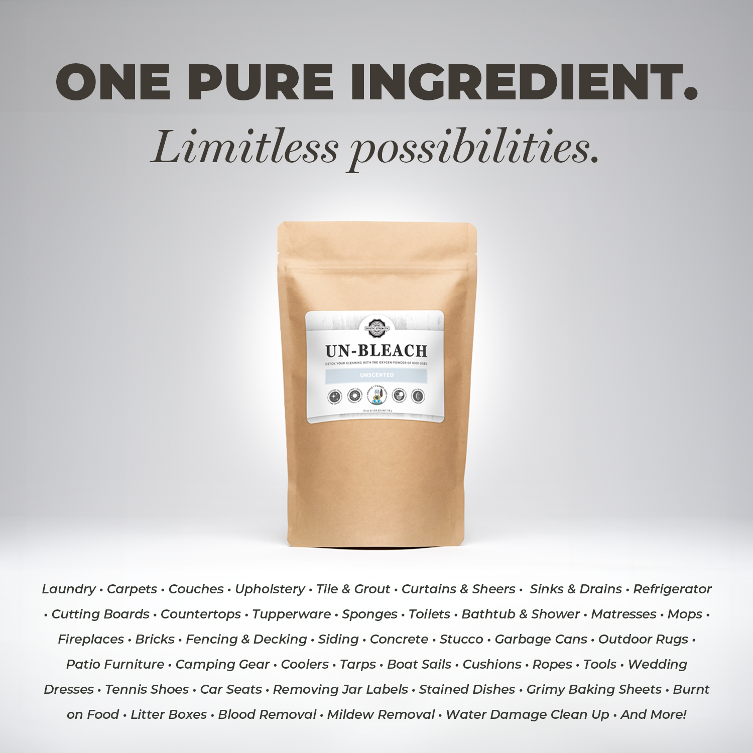 Rustic Strength Un-Bleach Multi-Purpose Cleaner in 2 lb container, ideal for cleaning various surfaces effectively