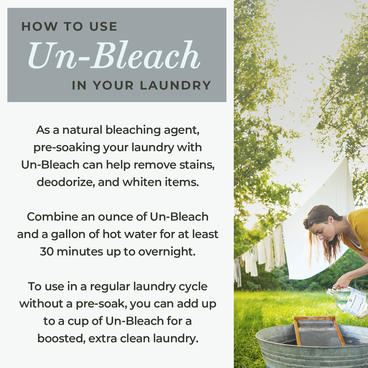 Rustic Strength Un-Bleach multi-purpose cleaner in a 2 lb container, effective for cleaning various surfaces and stains.