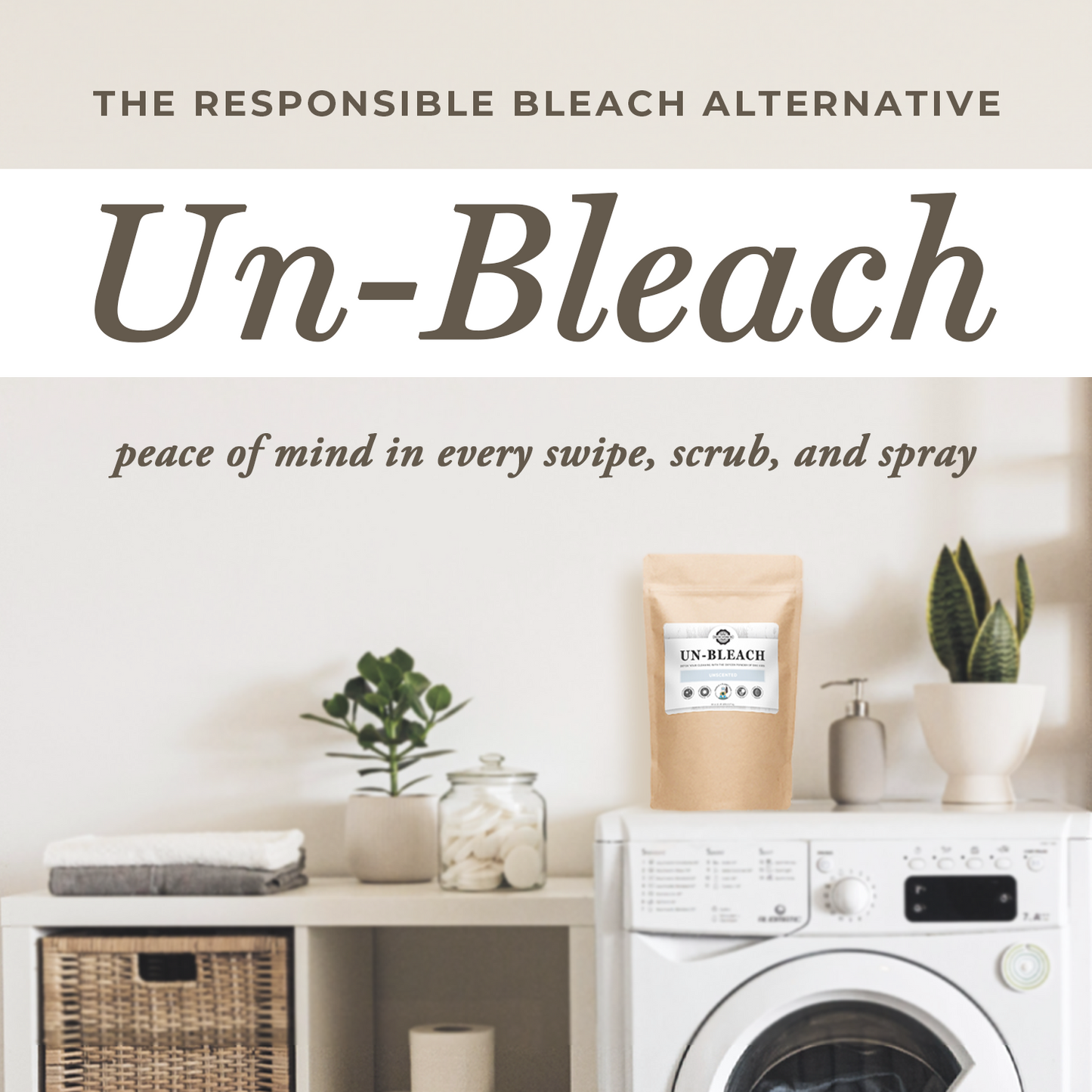 Rustic Strength Un-Bleach multi-purpose cleaner in a 2 lb container, suitable for household cleaning tasks