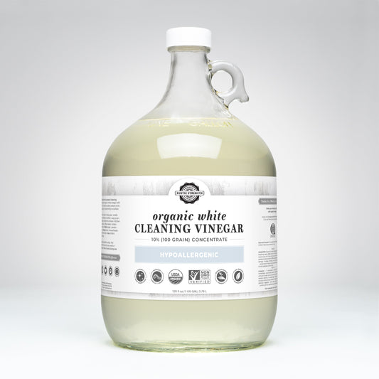 Rustic Strength Organic White Cleaning Vinegar Concentrate, 10%, multi-purpose cleaner in half-gallon bottle