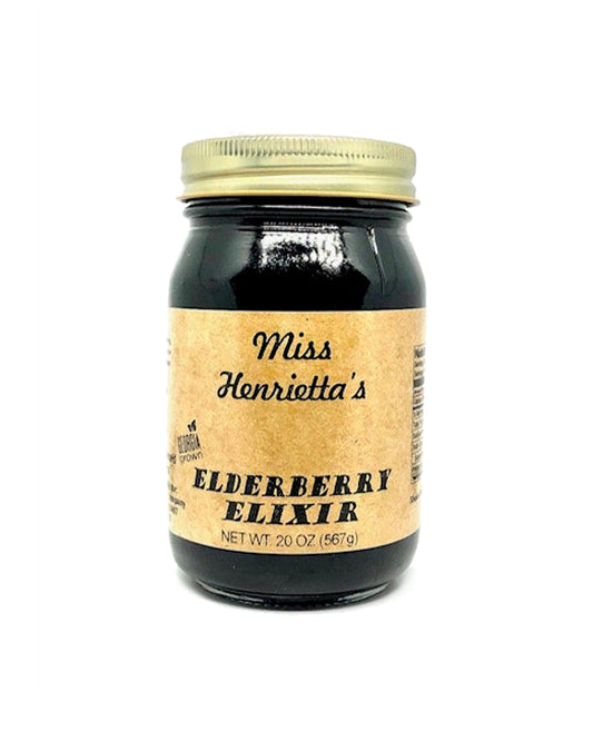12 jars of SavannahSauceCompany Elderberry Elixir gourmet sauce in 20 oz jars, displayed in a case for retail.
