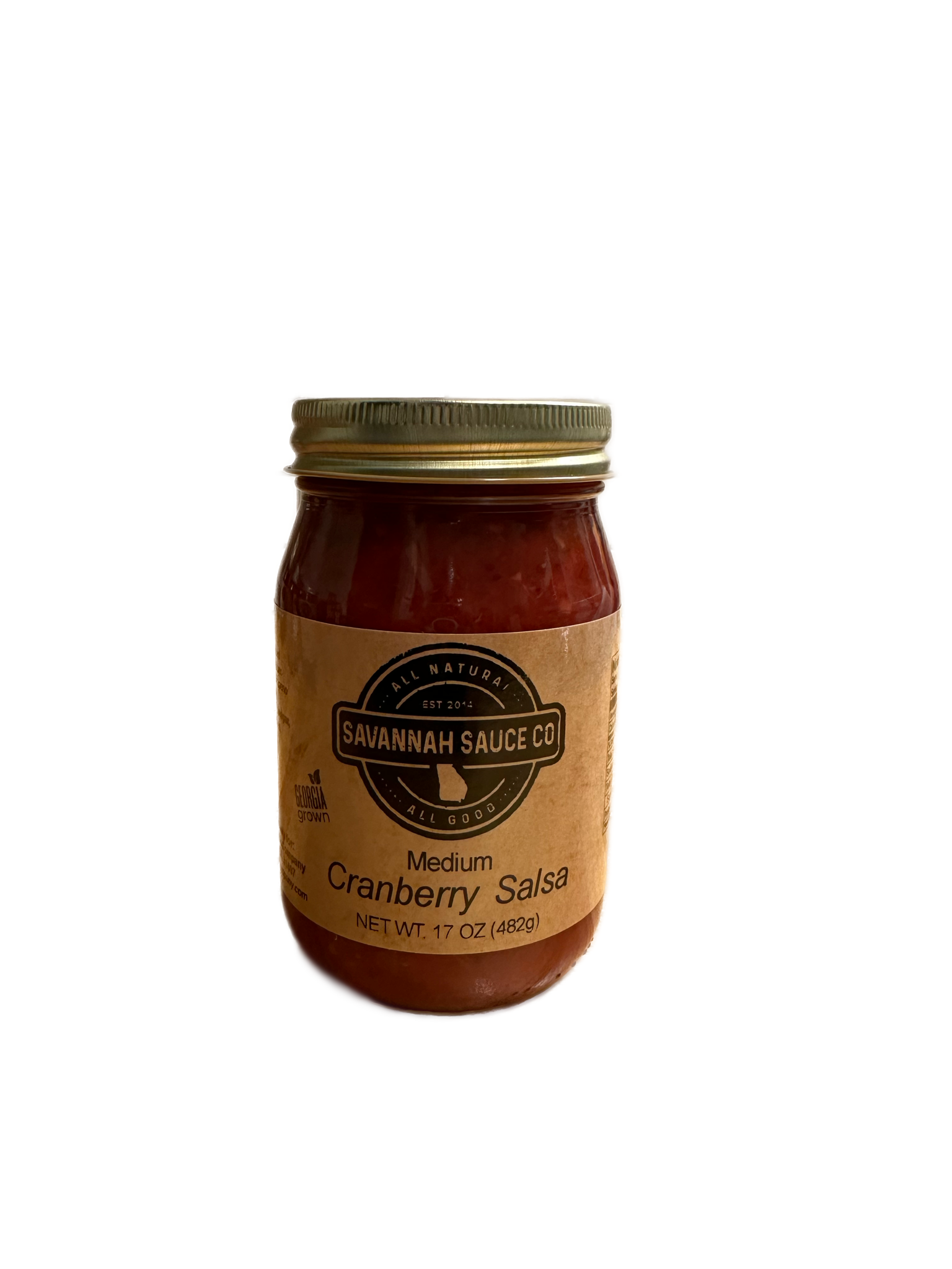 Case of SavannahSauceCompany seasonal cranberry salsa in vibrant glass jars, showcasing fresh cranberries and flavorful ingredients.