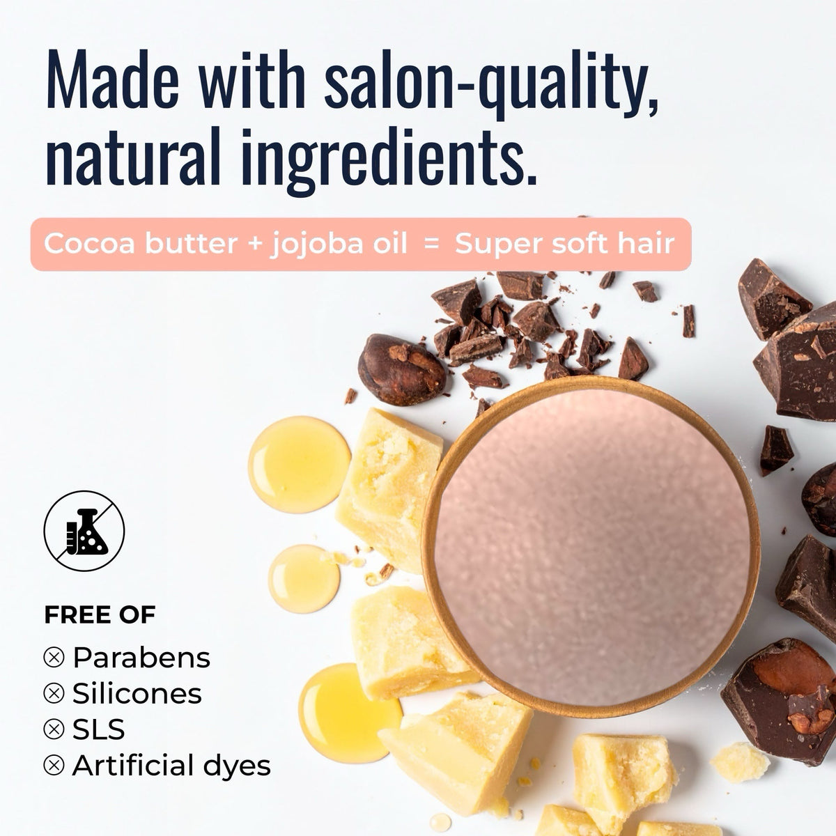 Seasonal Harvest Conditioner Bar by ZeroWasteStore.com with natural ingredients like cocoa butter and jojoba oil, showing the bar and ingredients.