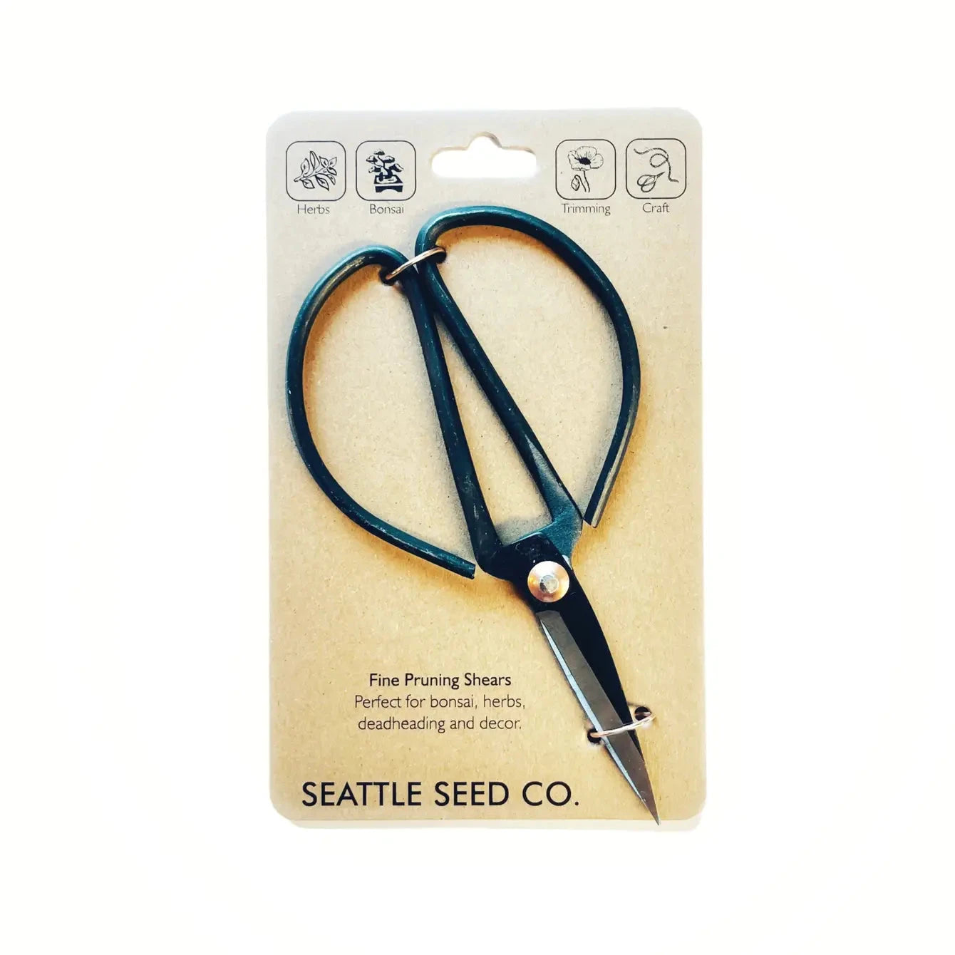 Forged steel pruners from Seattle Seed Company with ergonomic handles, ideal for gardening and pruning tasks.